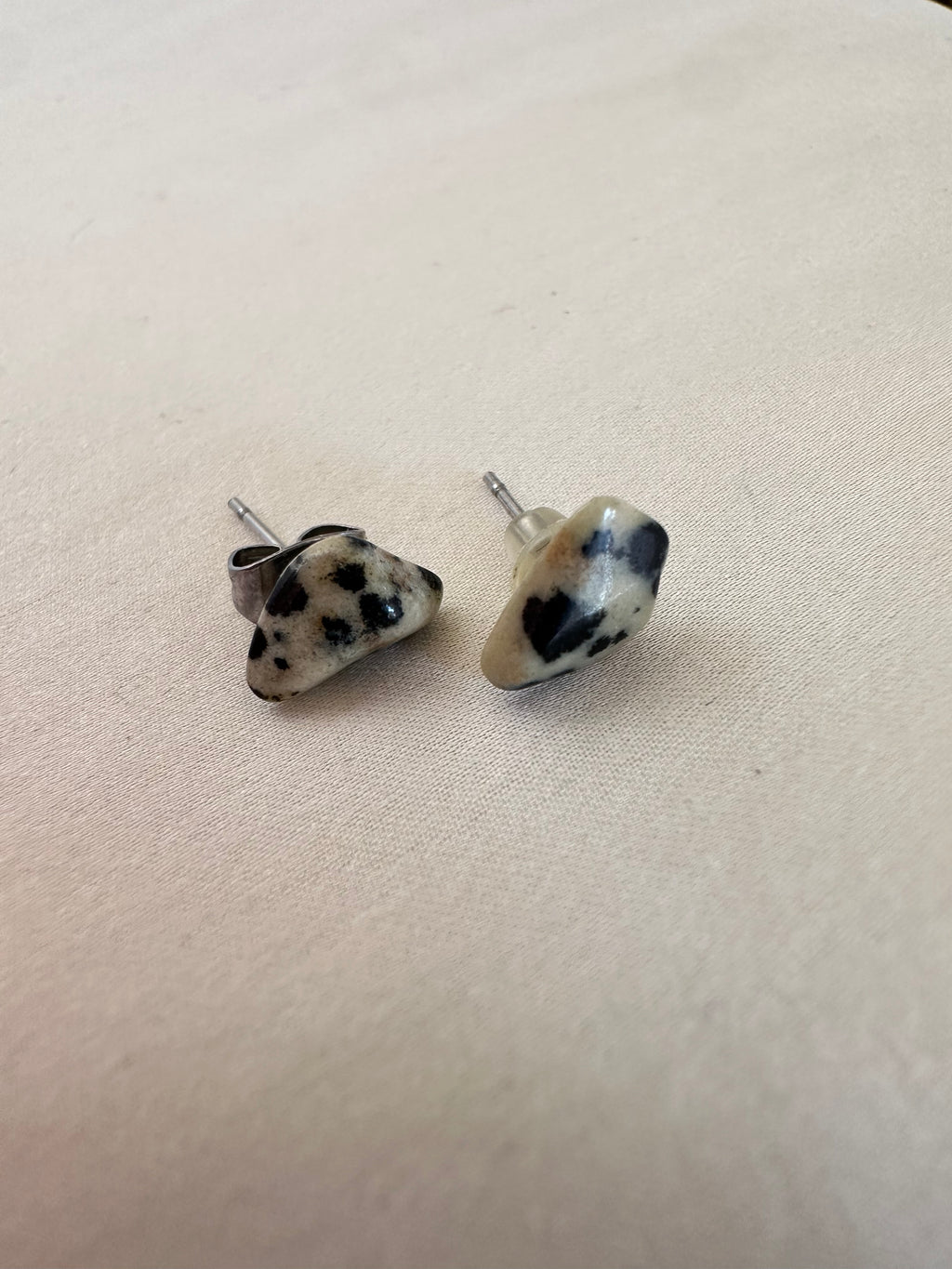 Dalmatian Stone Stud Earrings