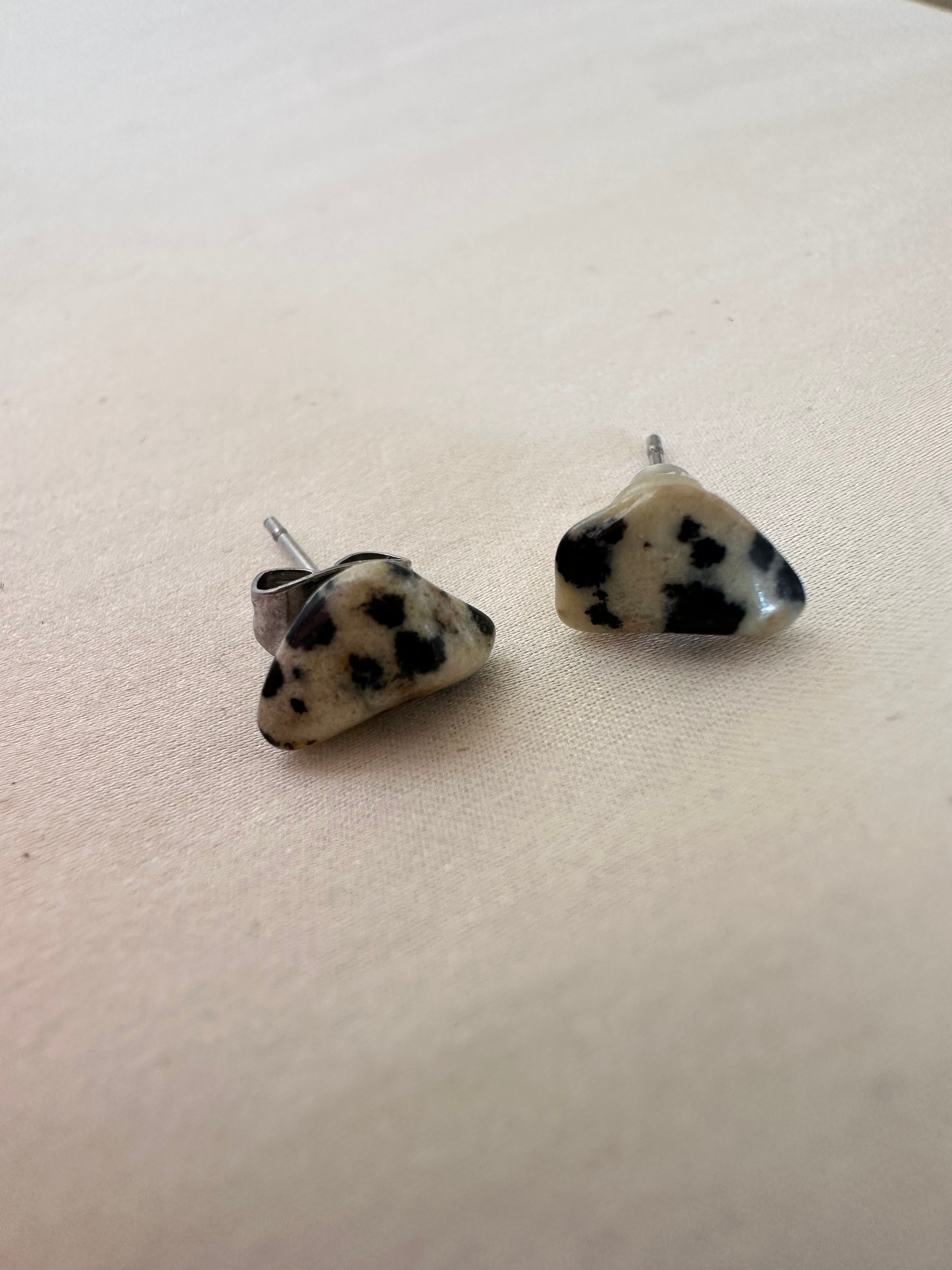 Dalmatian Stone Stud Earrings