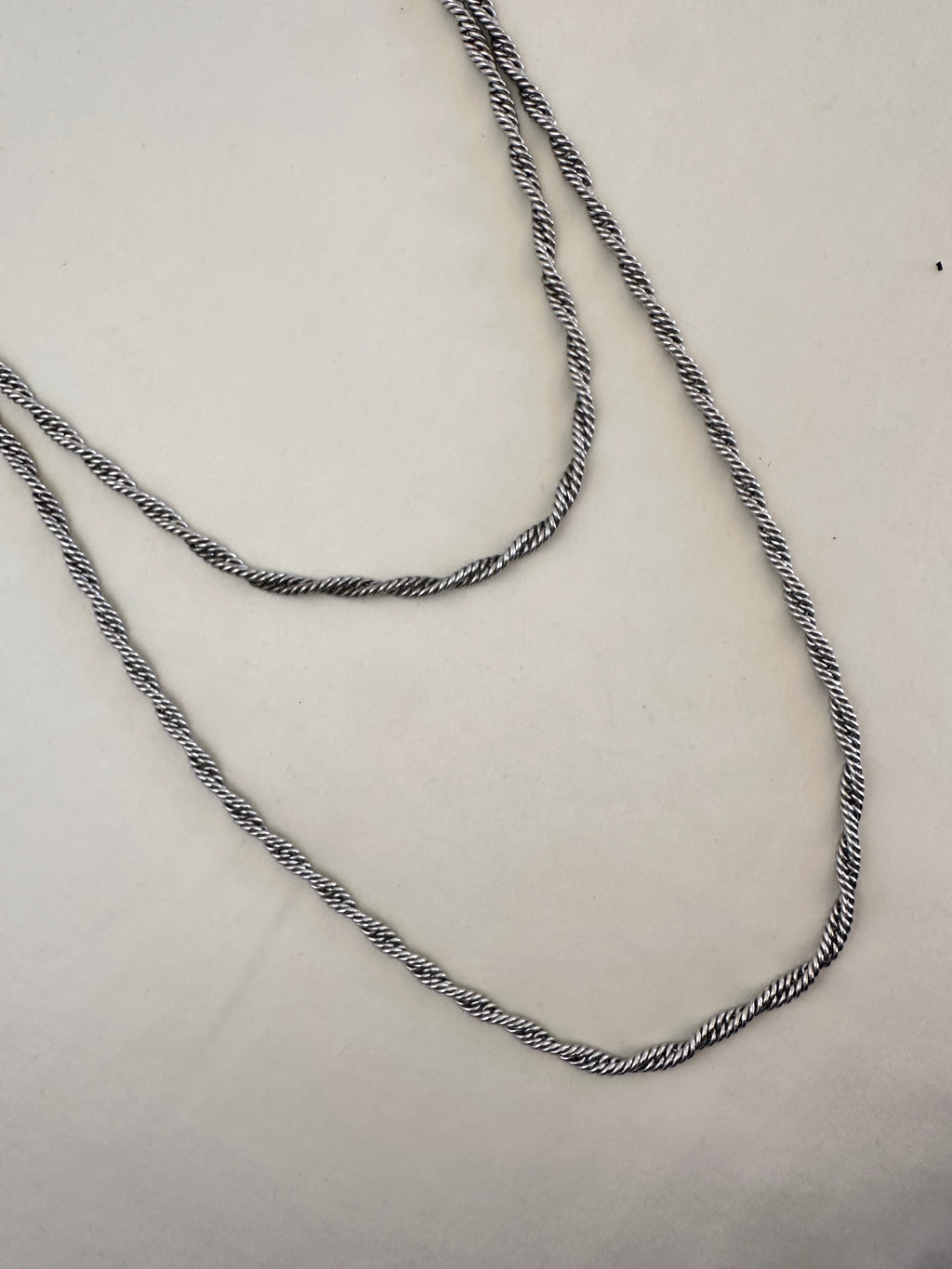 Twisted Silver-Tone Long Rope Chain Necklace
