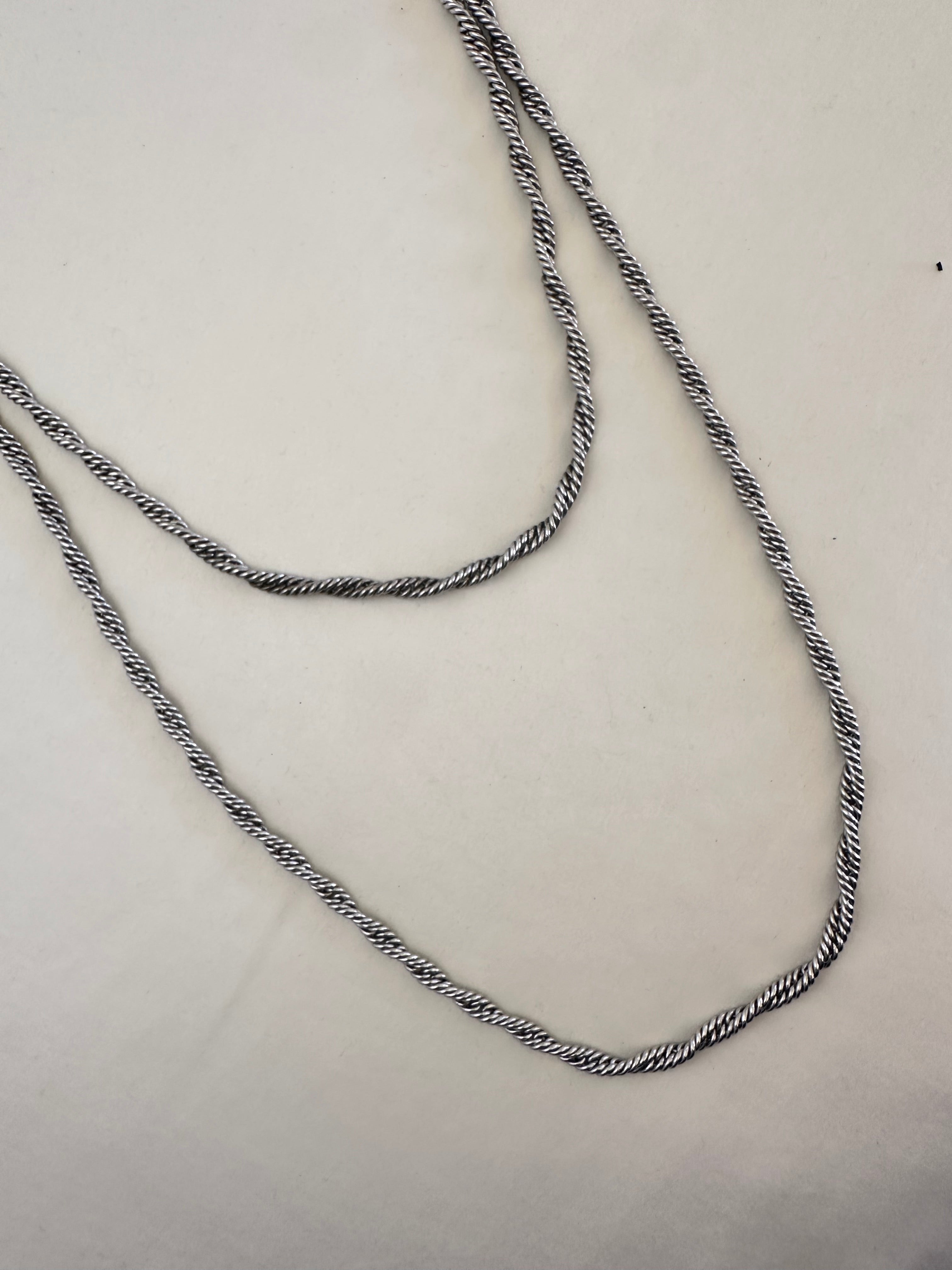 Twisted Silver-Tone Long Rope Chain Necklace