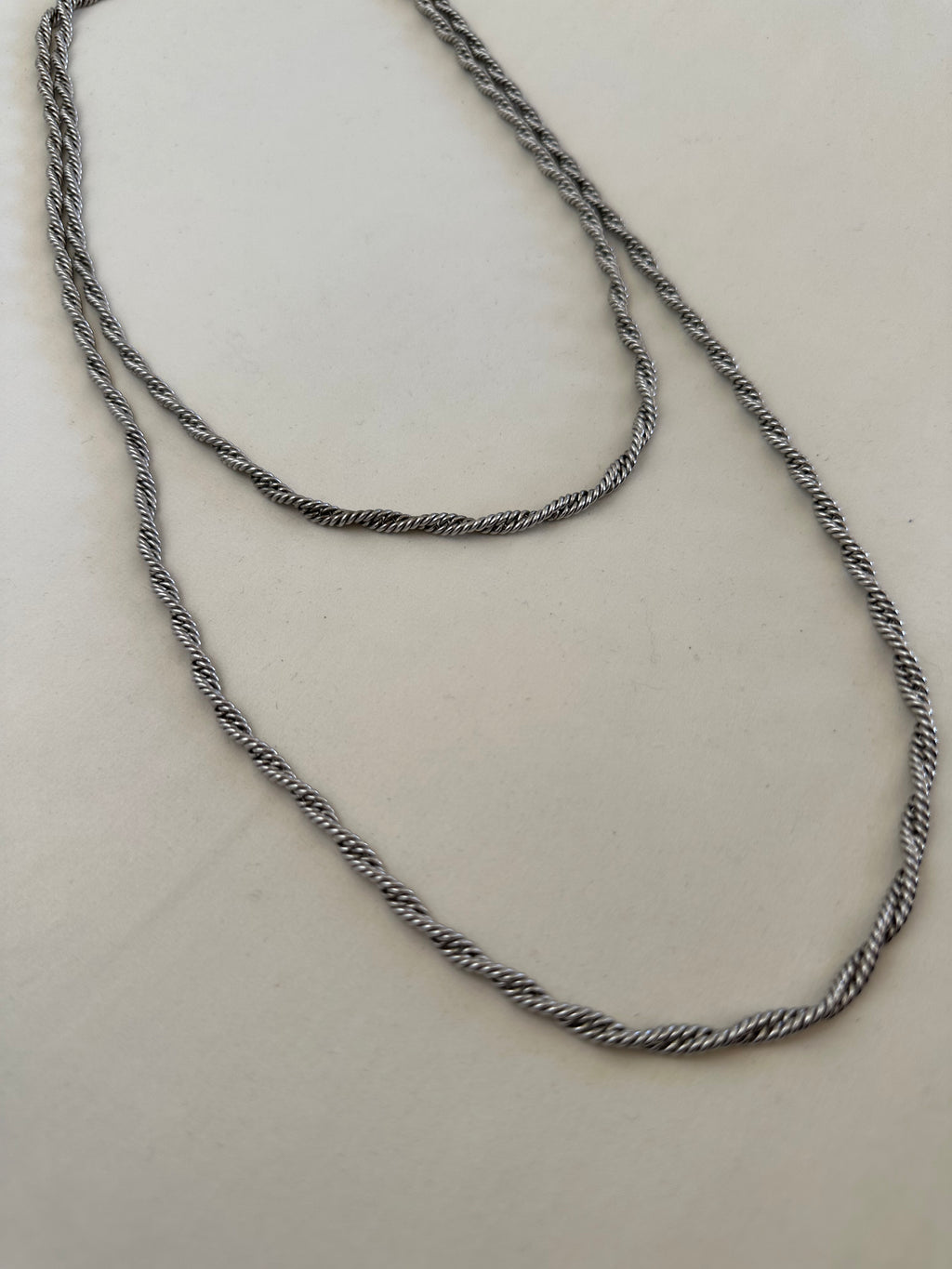 Twisted Silver-Tone Long Rope Chain Necklace