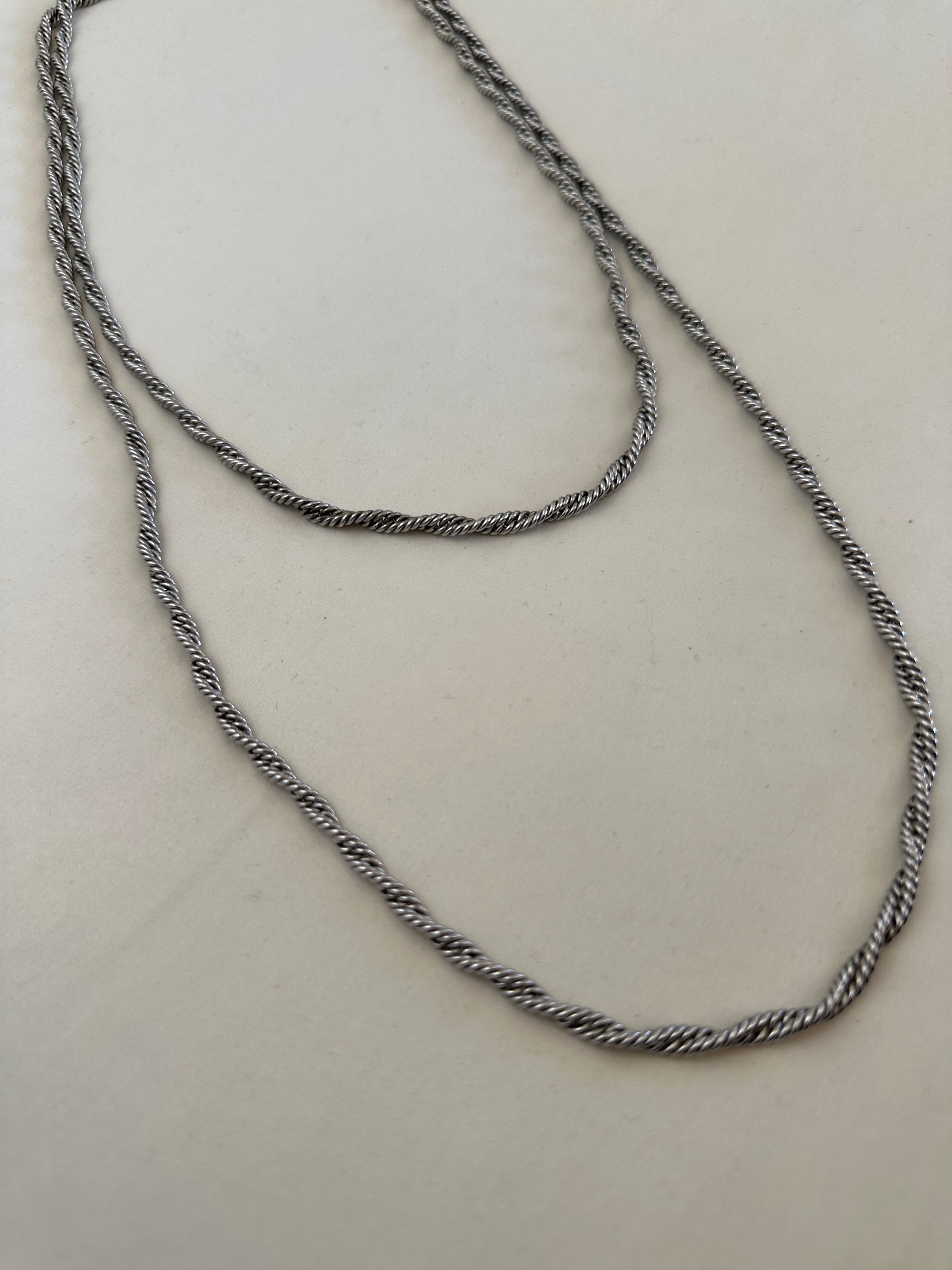 Twisted Silver-Tone Long Rope Chain Necklace