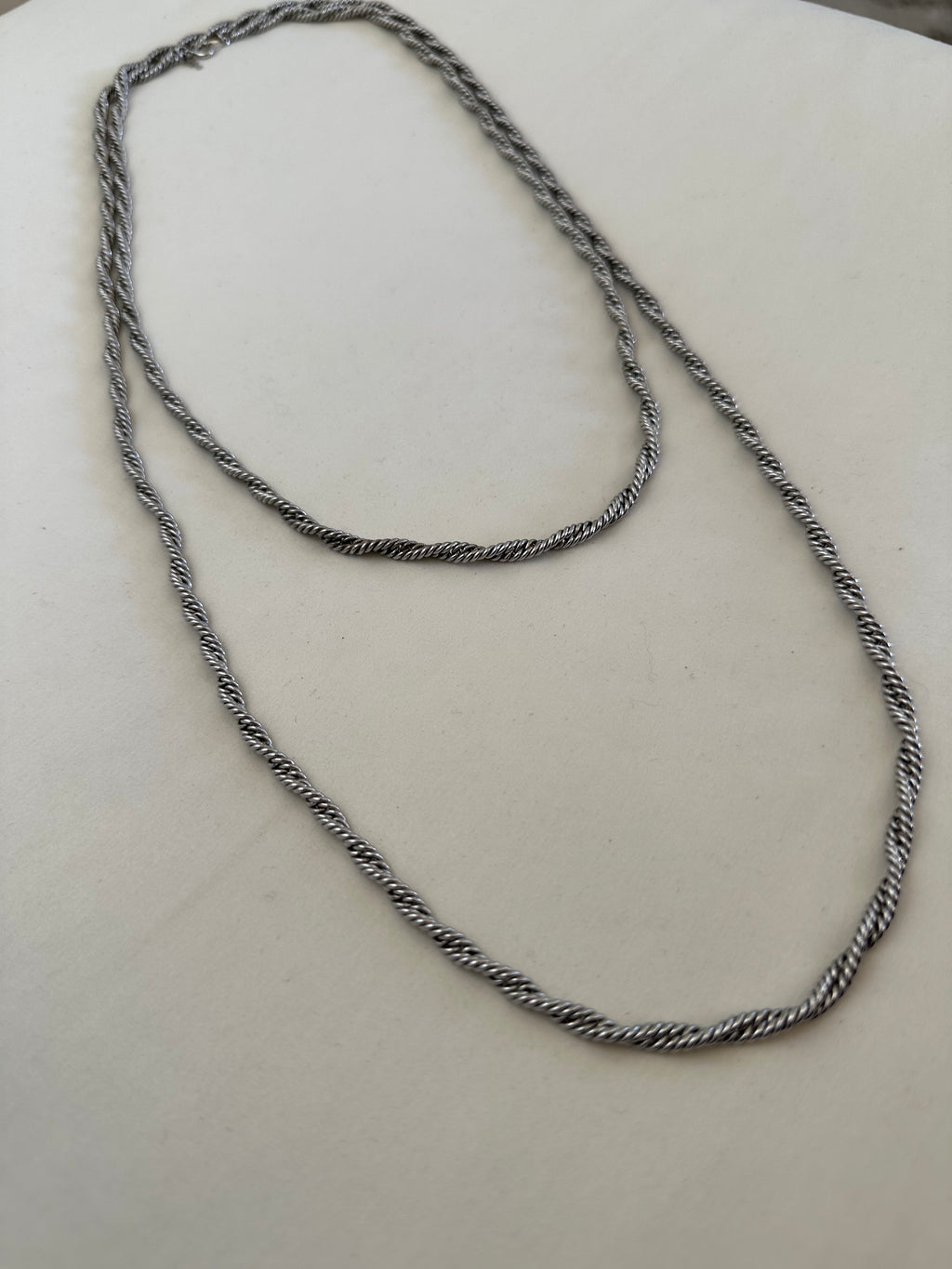 Twisted Silver-Tone Long Rope Chain Necklace
