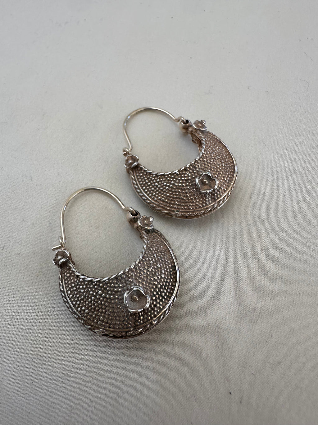 Sterling Silver Crescent Hoop Earrings