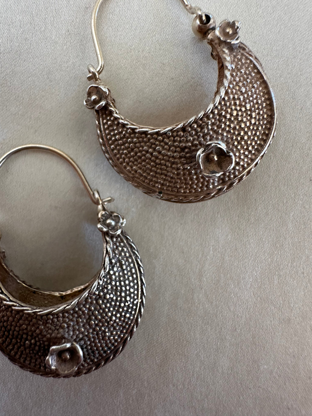 Sterling Silver Crescent Hoop Earrings