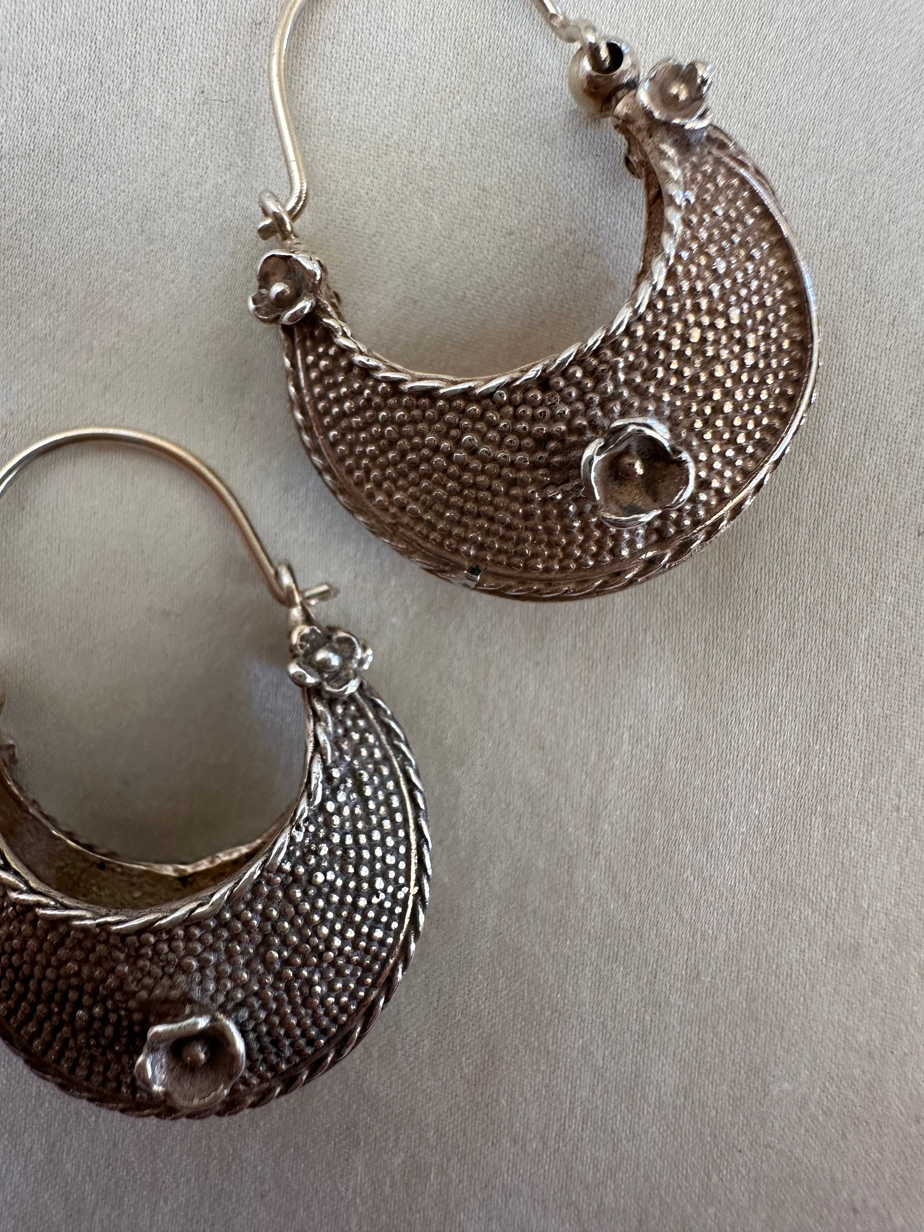 Sterling Silver Crescent Hoop Earrings