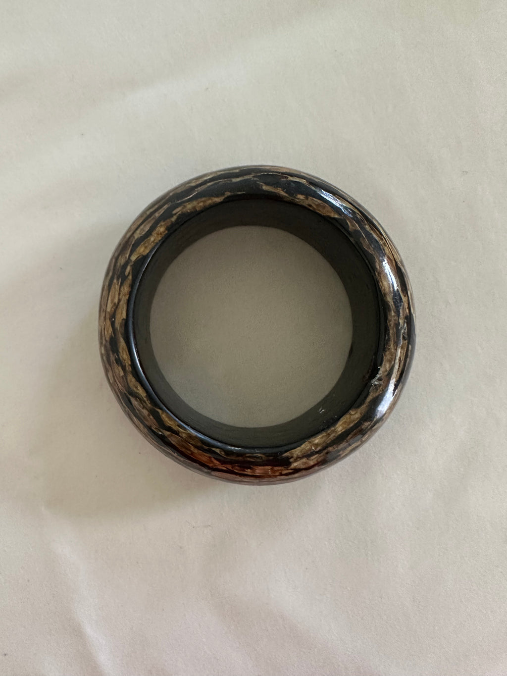 Bamboo Inlay Black Lucite Bangle