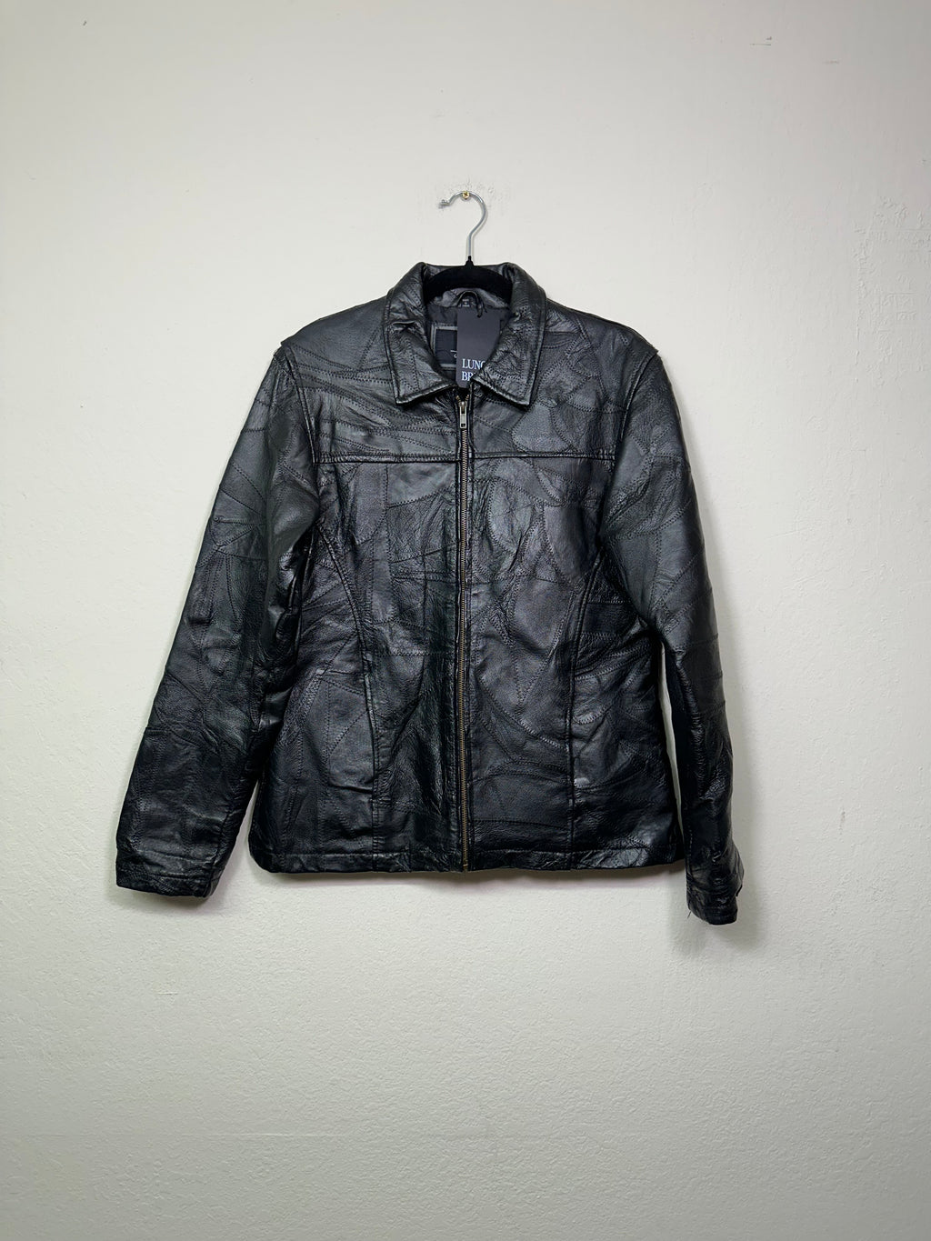 Black Leather Patchwork Jacket