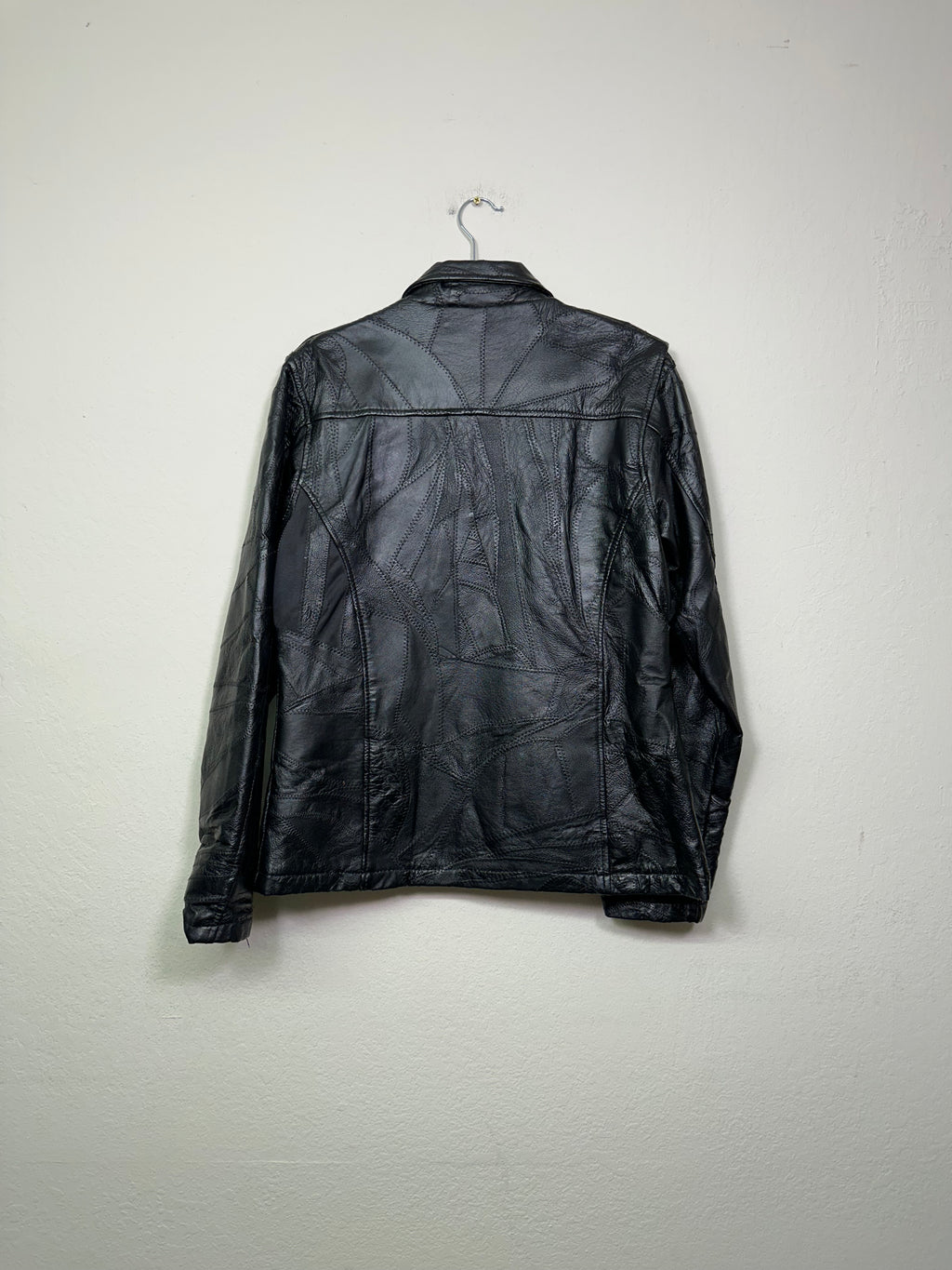 Black Leather Patchwork Jacket