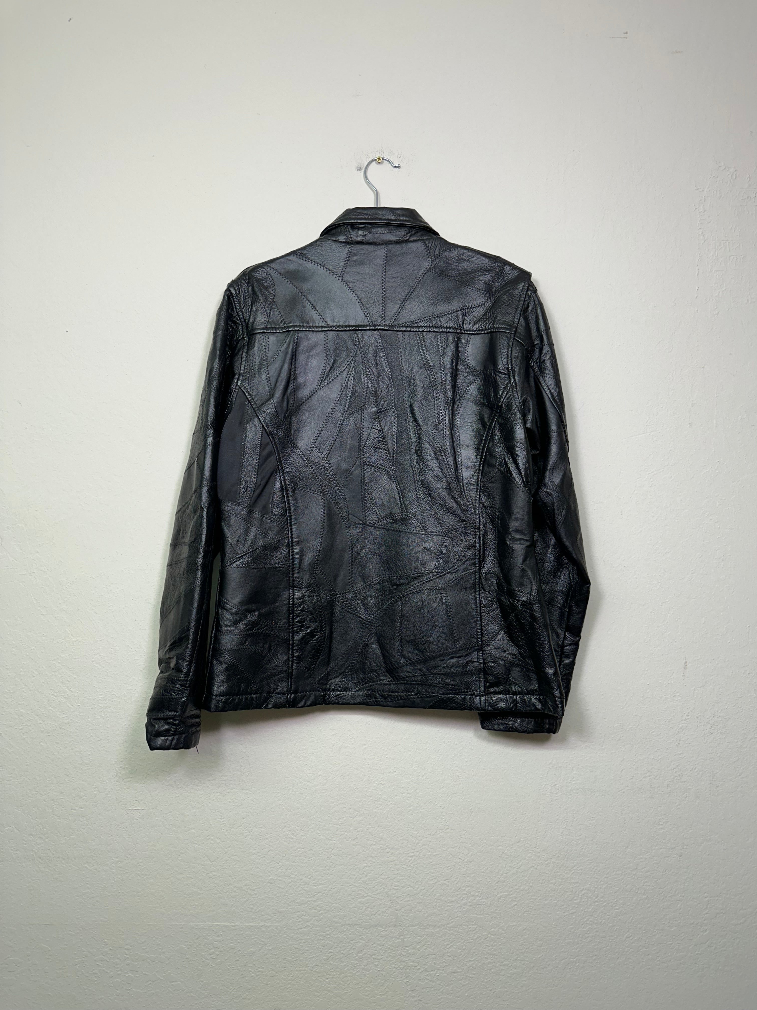 Black Leather Patchwork Jacket