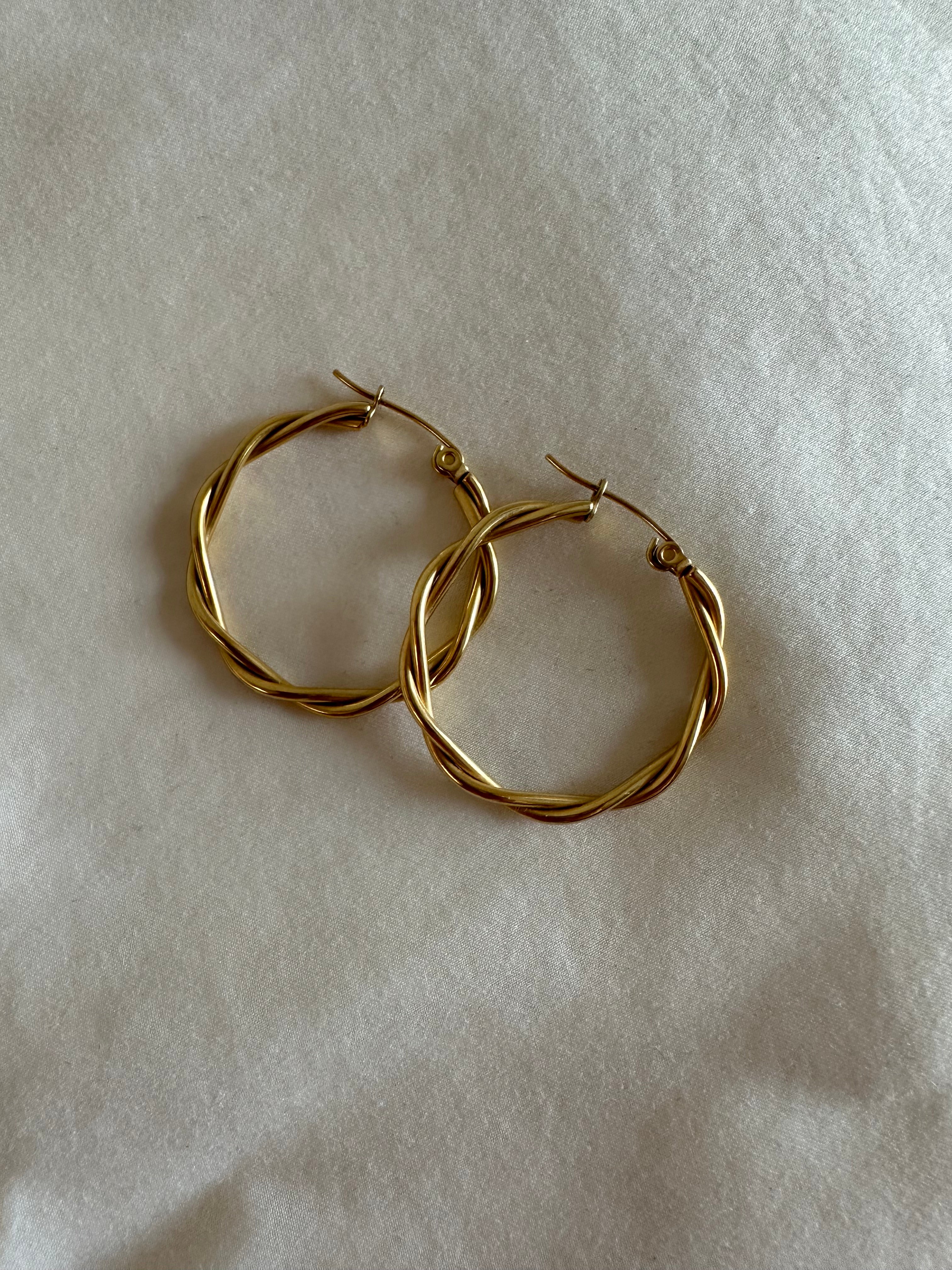 Twisted Gold-Tone Hoop Earrings