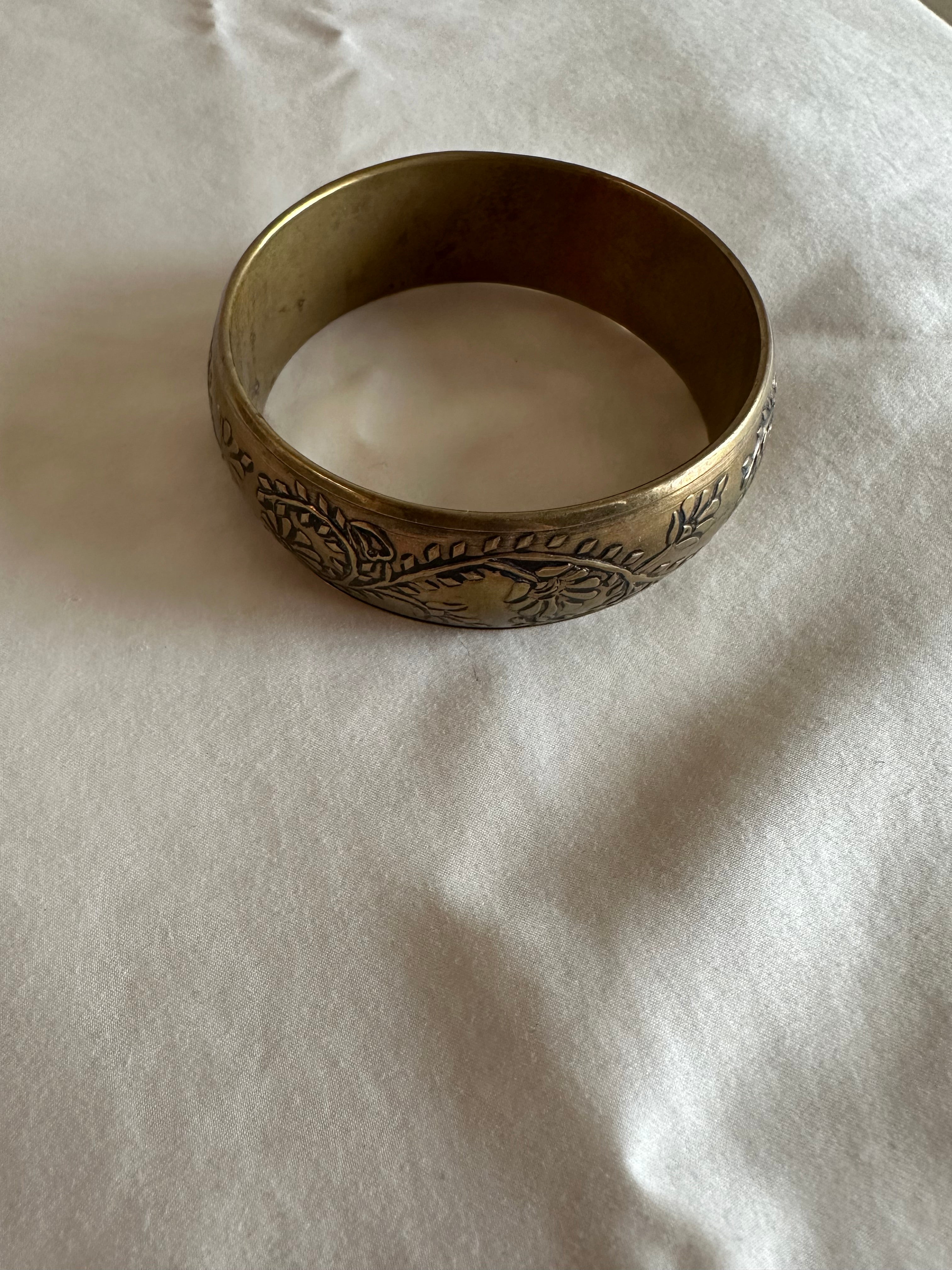 Engraved Brass Bangle