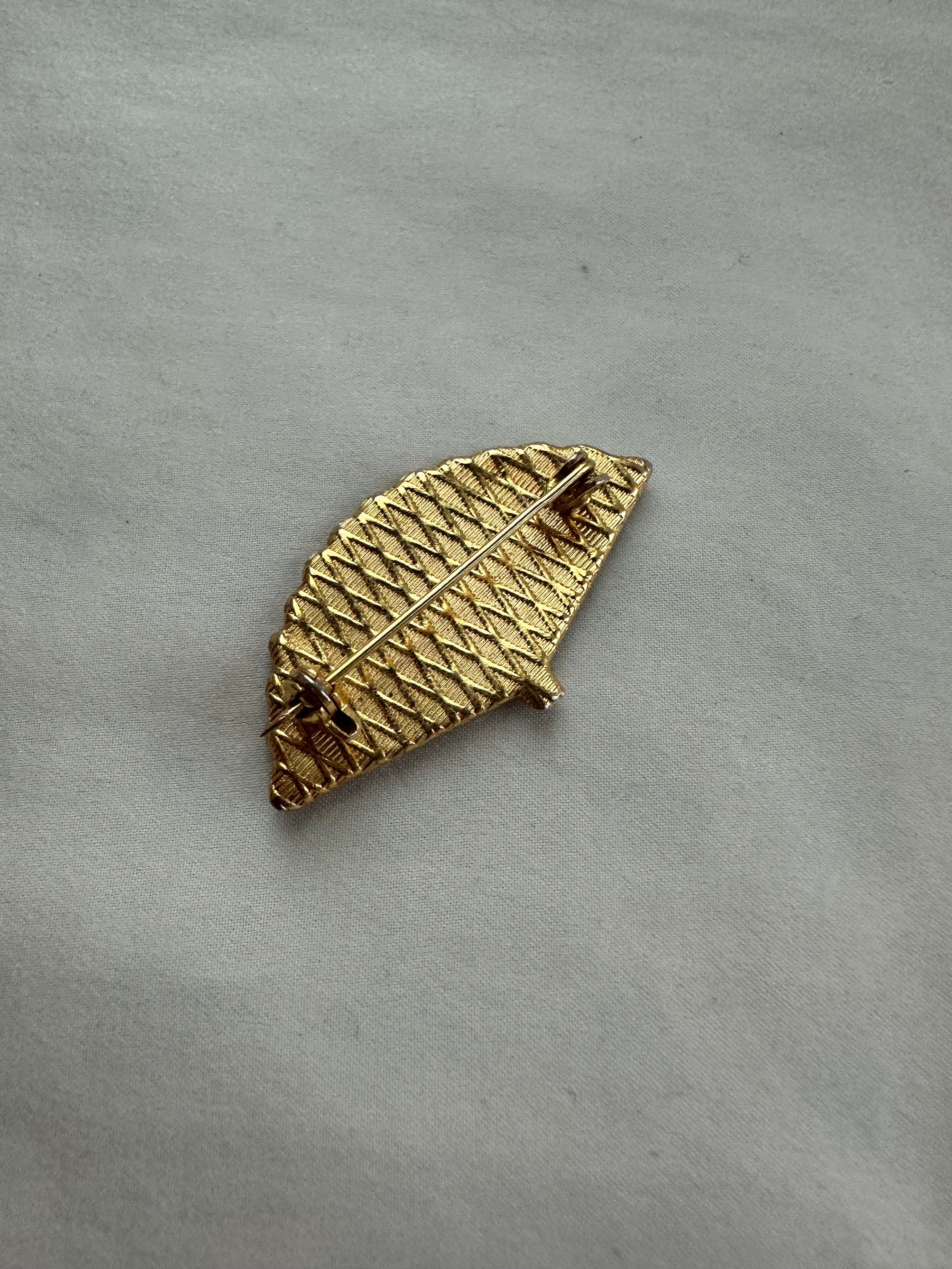 Matte Black & Gold Bird Brooch