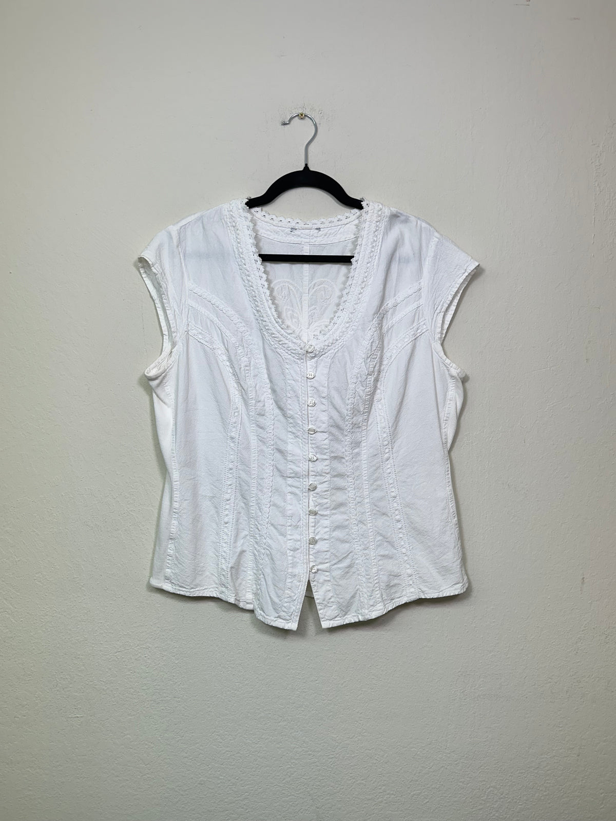 Embroidered Button-Front Blouse