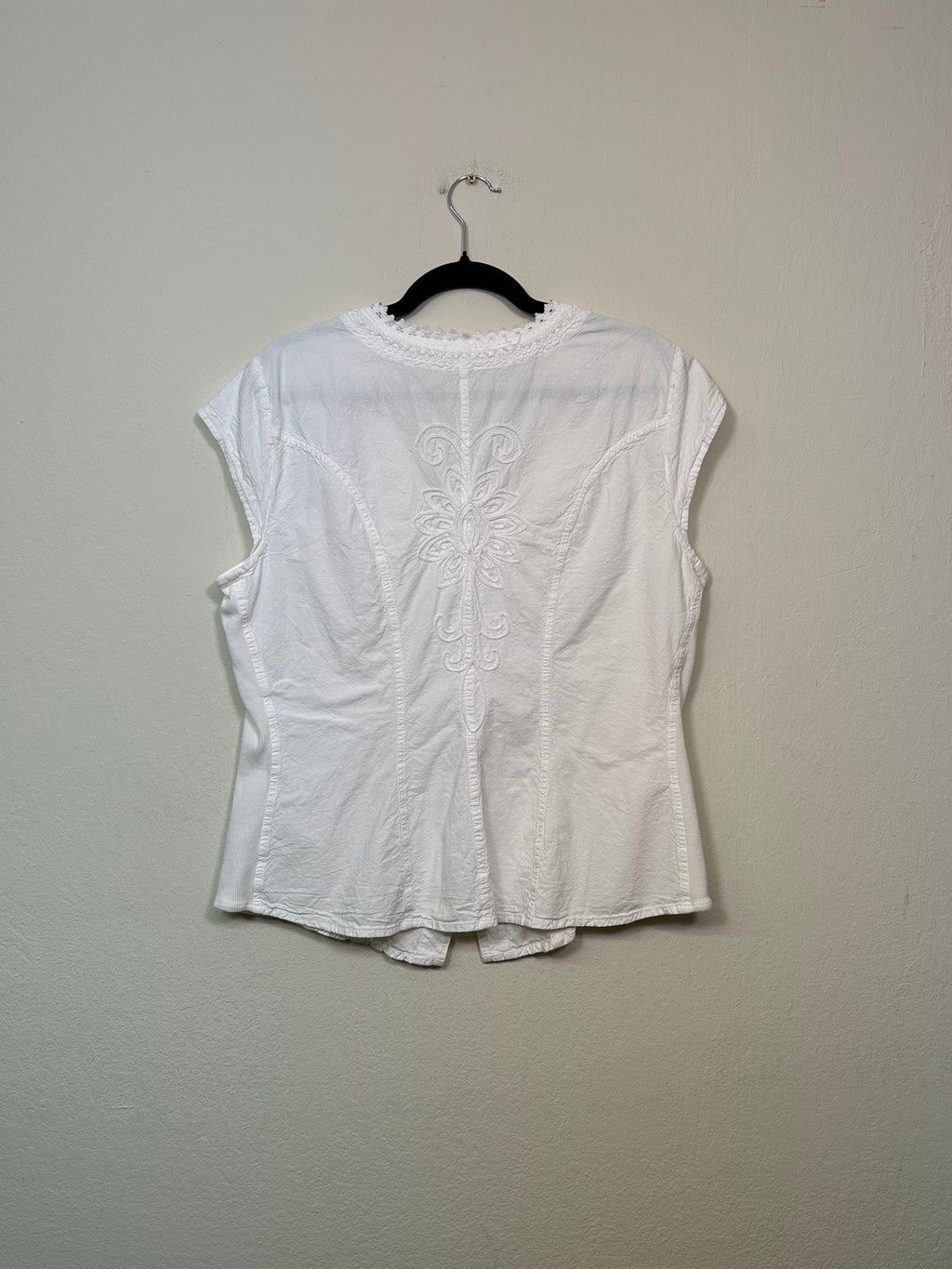 Embroidered Button-Front Blouse