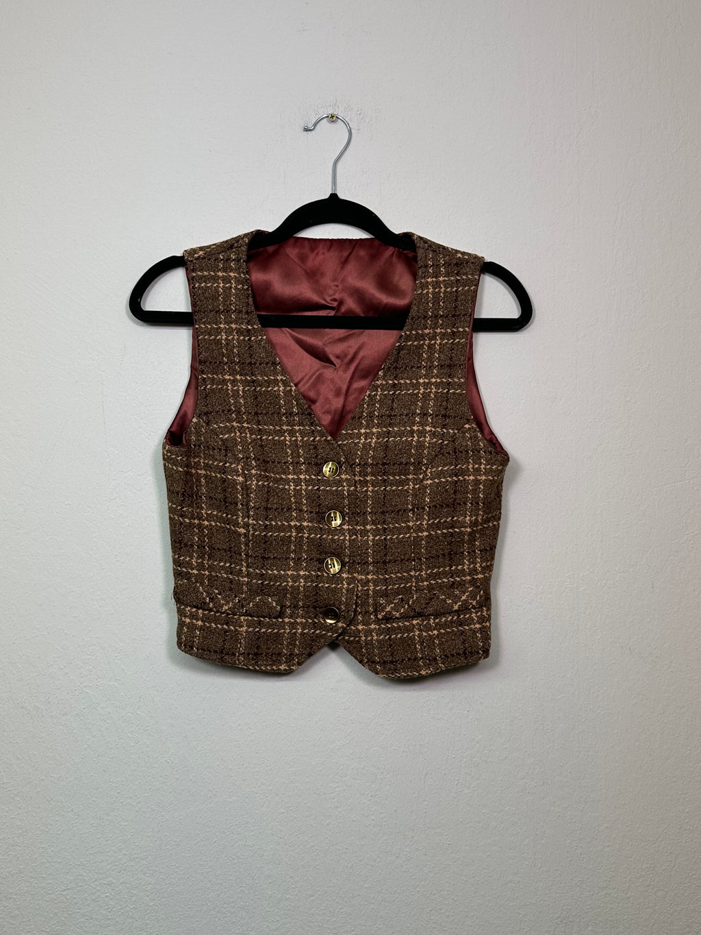 Vintage Wool Plaid Vest