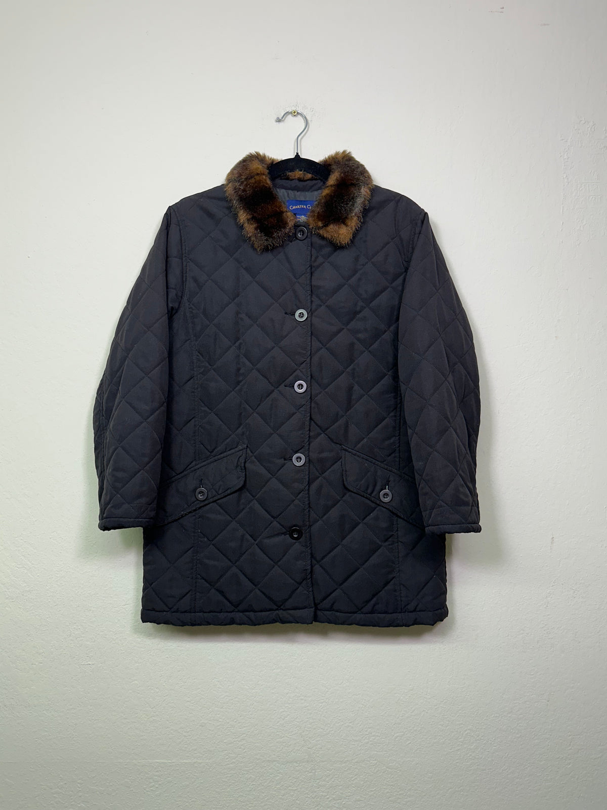 Quilted Jacket with Faux Fur Collar
