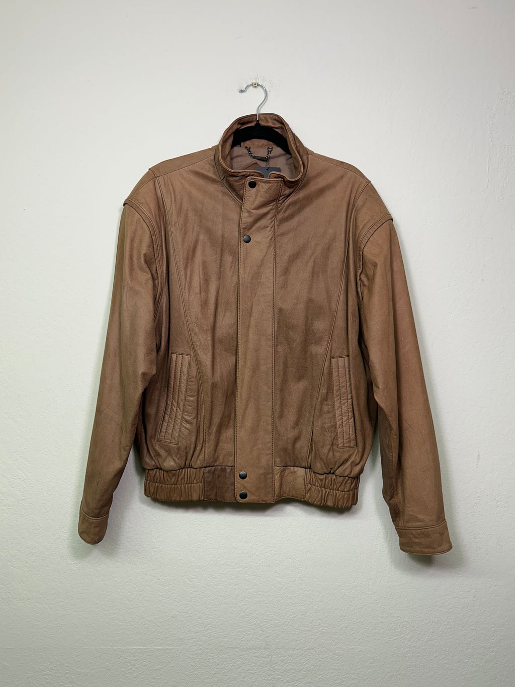 Members Only Leather Funnel Neck Jacket