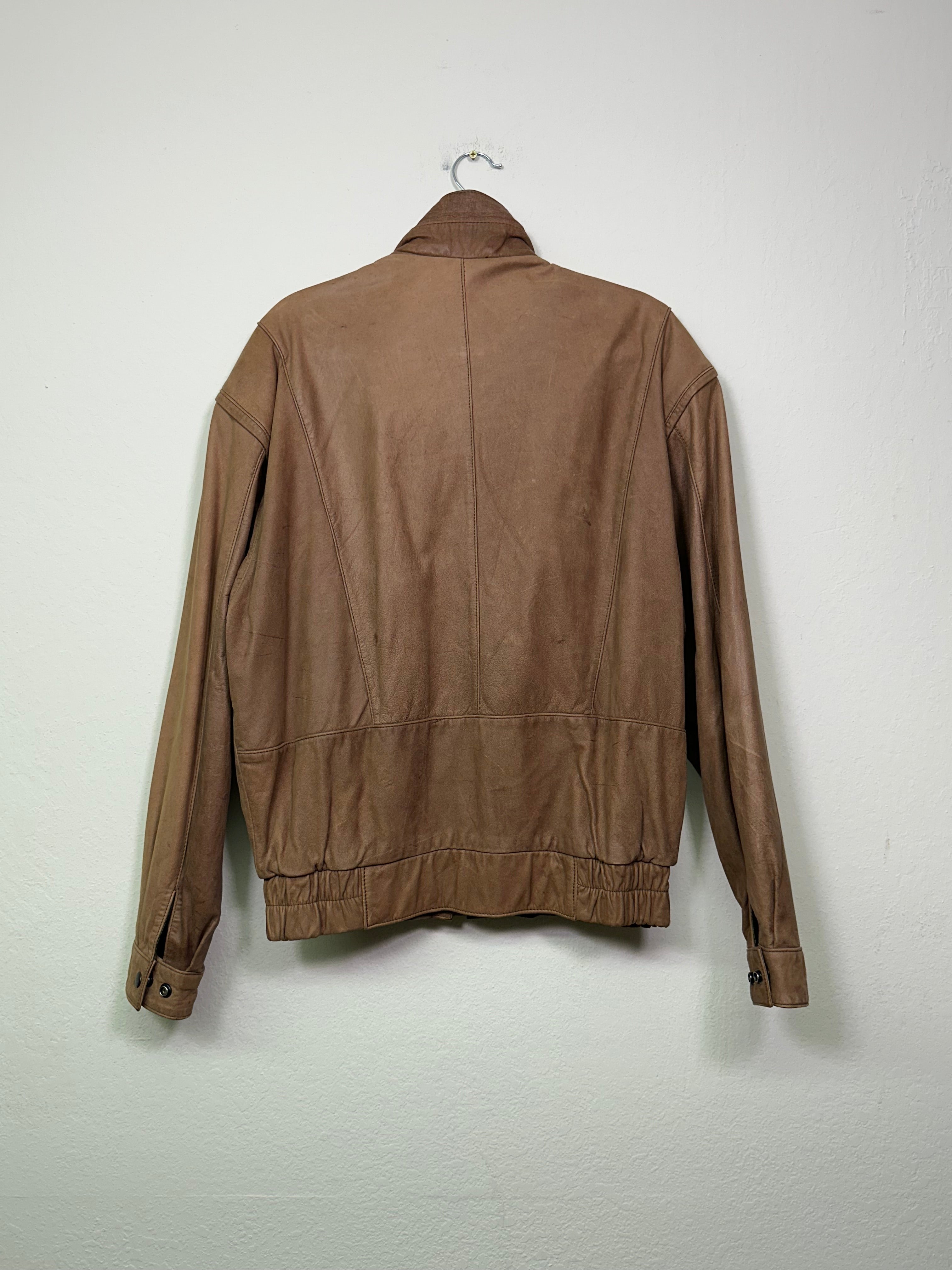 Members Only Leather Funnel Neck Jacket