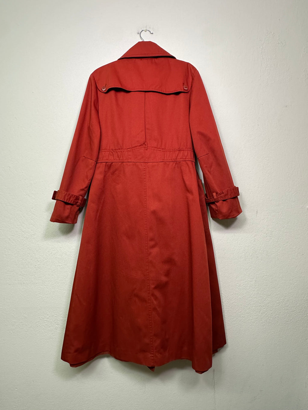 70s Red Trench Coat with Plaid Zip-Out Liner