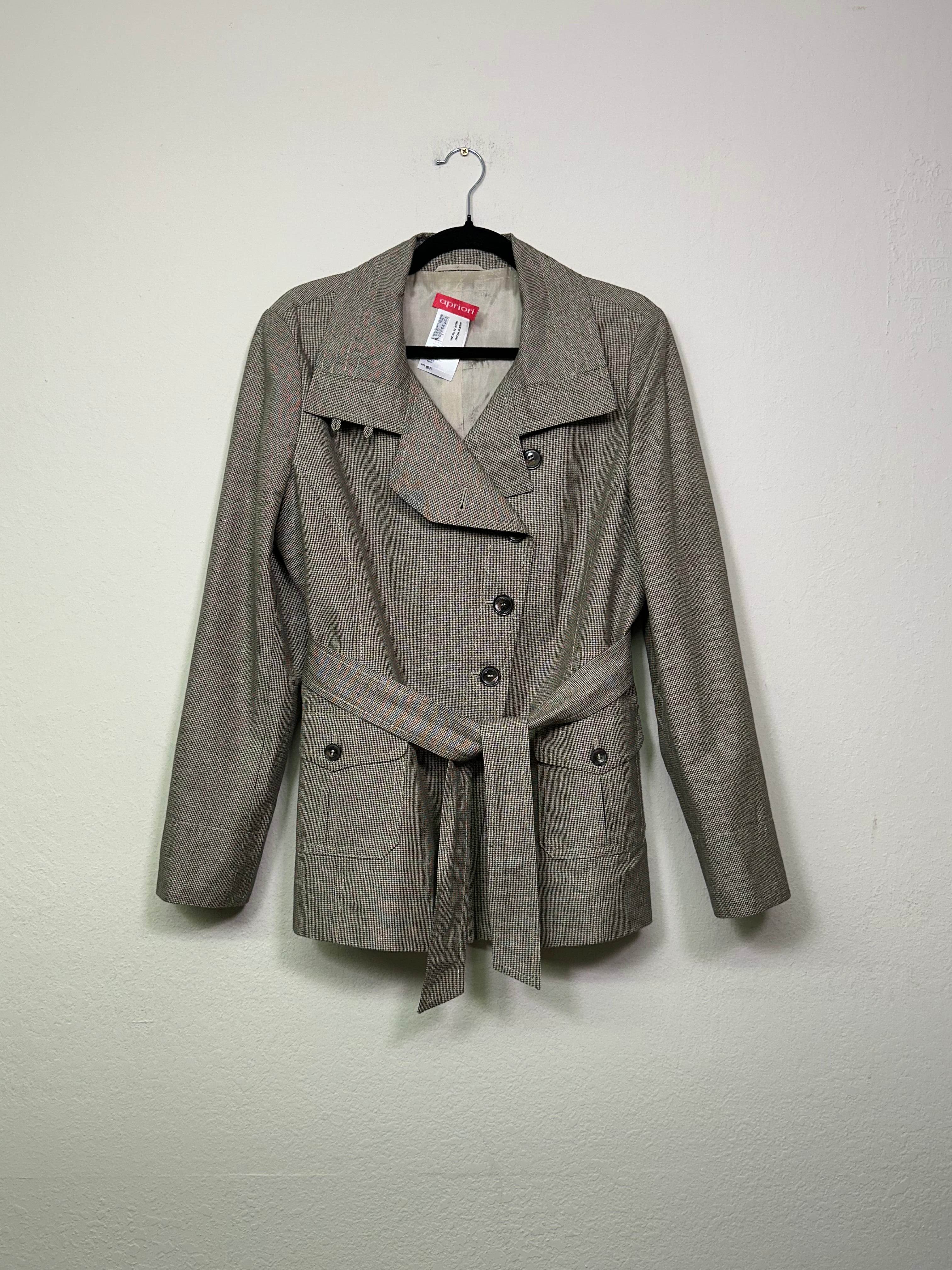 Linen-Cotton Belted Trench Jacket