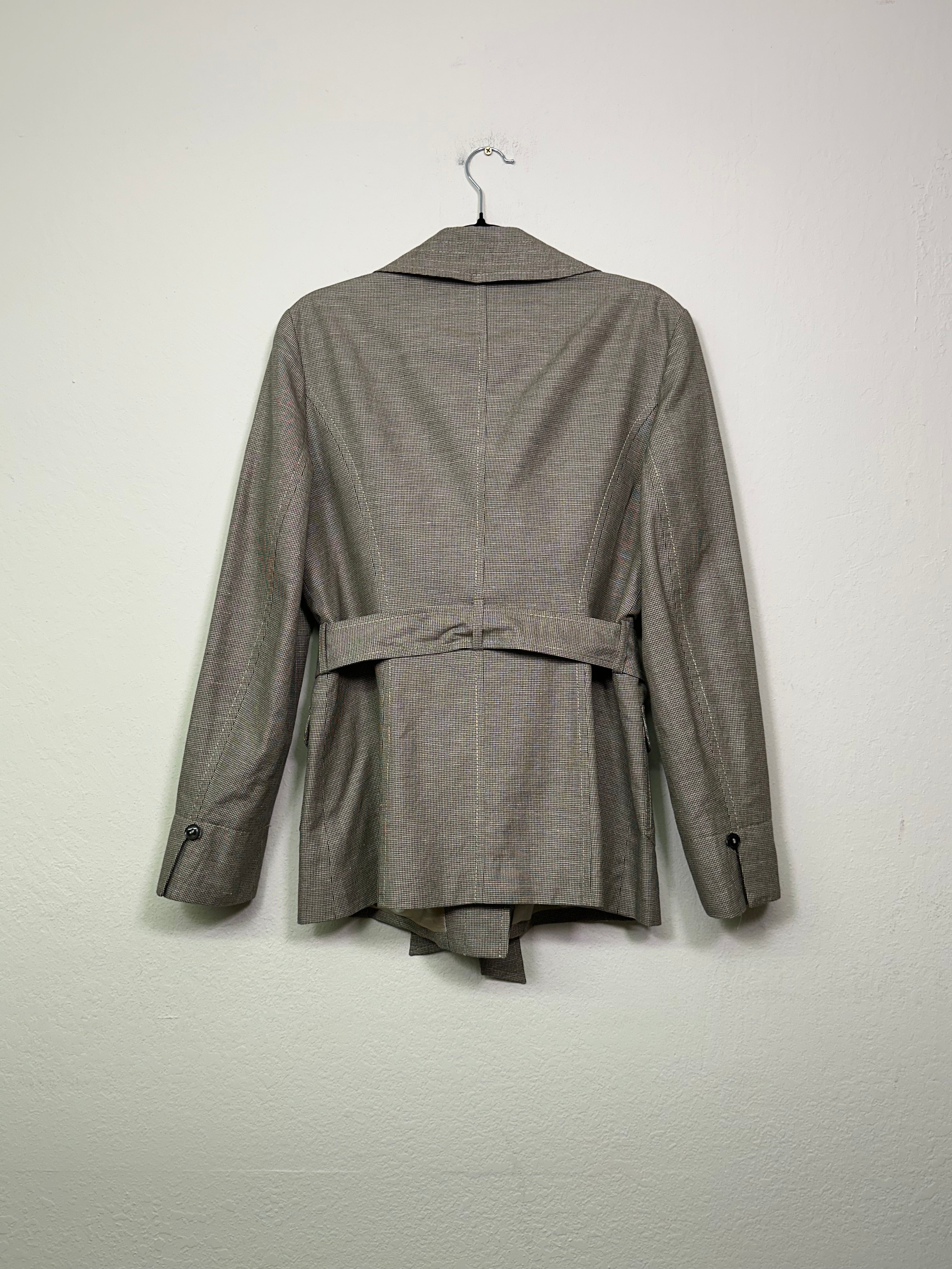 Linen-Cotton Belted Trench Jacket