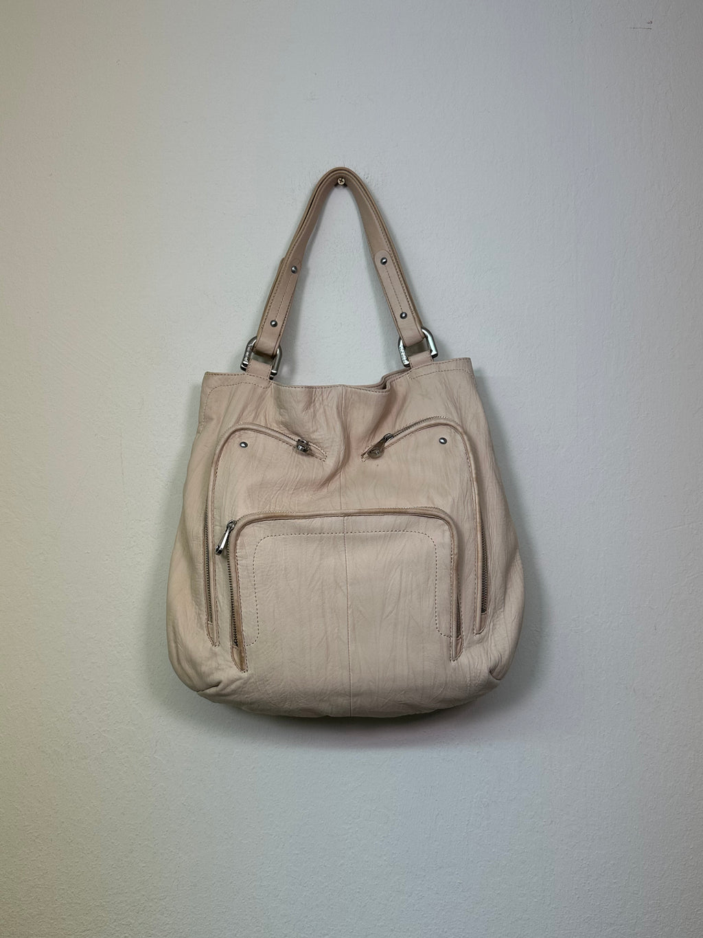 Wrinkled Leather Shoulder Bag