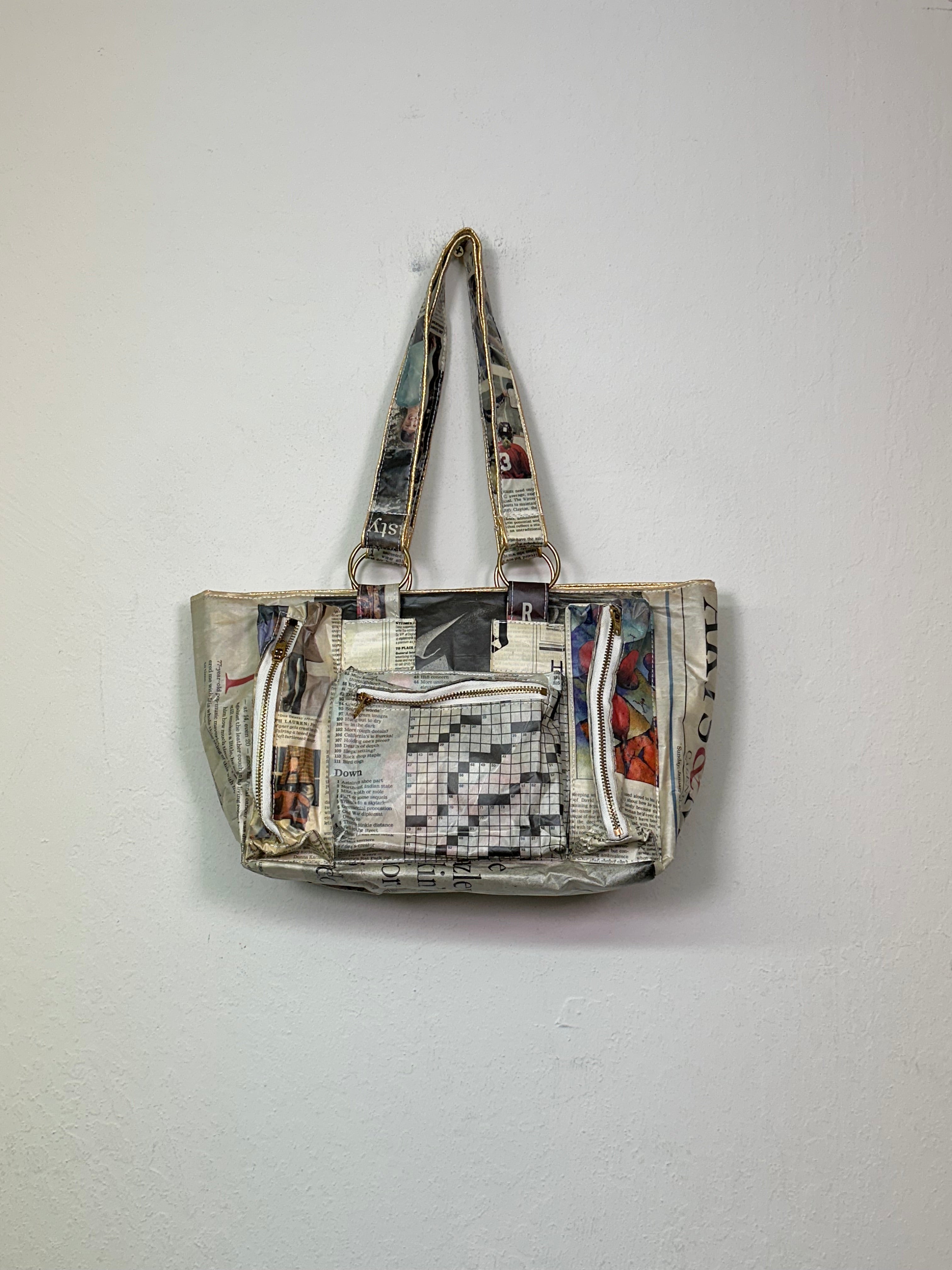 Newspaper Print Tote Bag