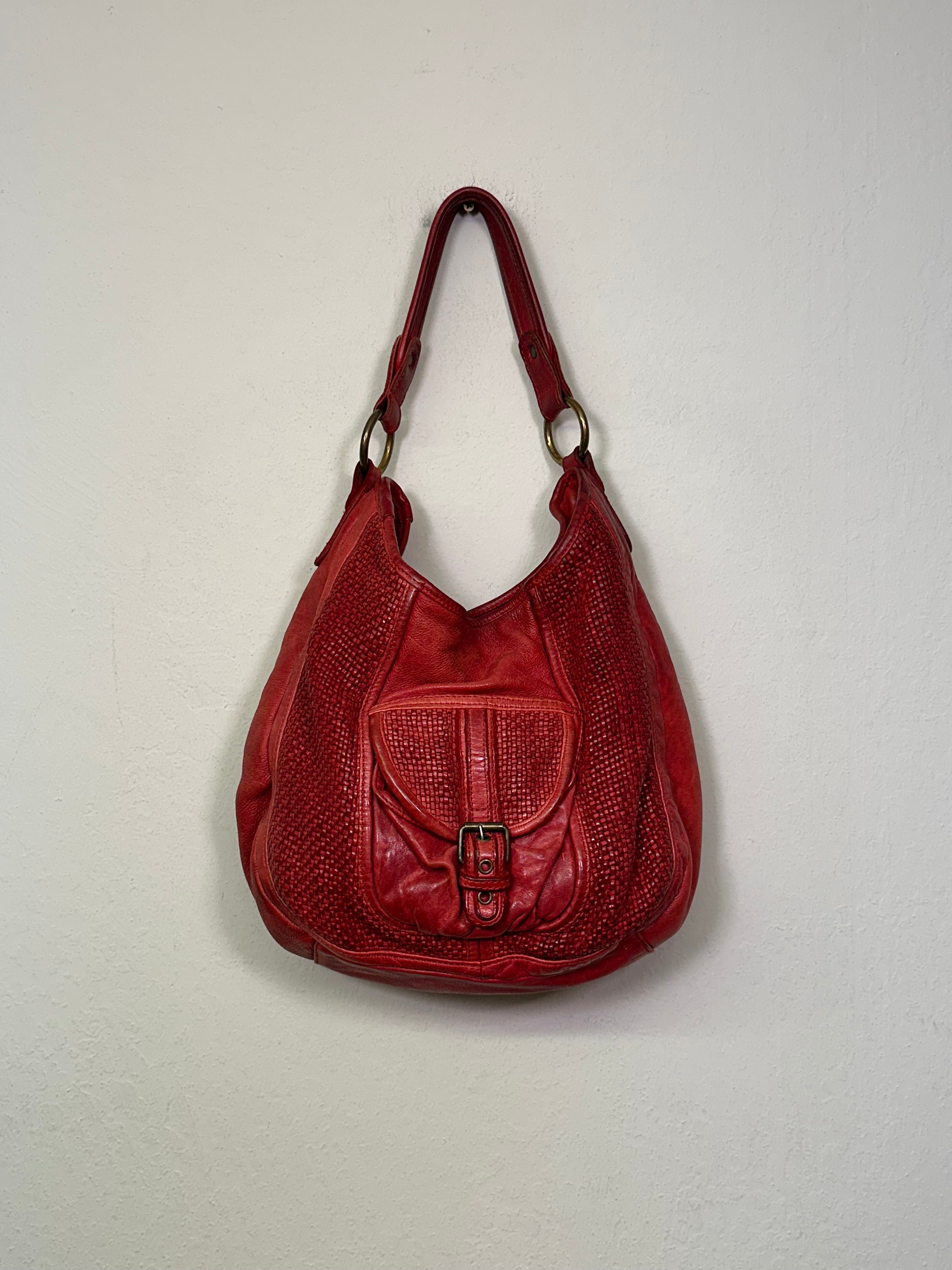 Red Leather Hobo Bag
