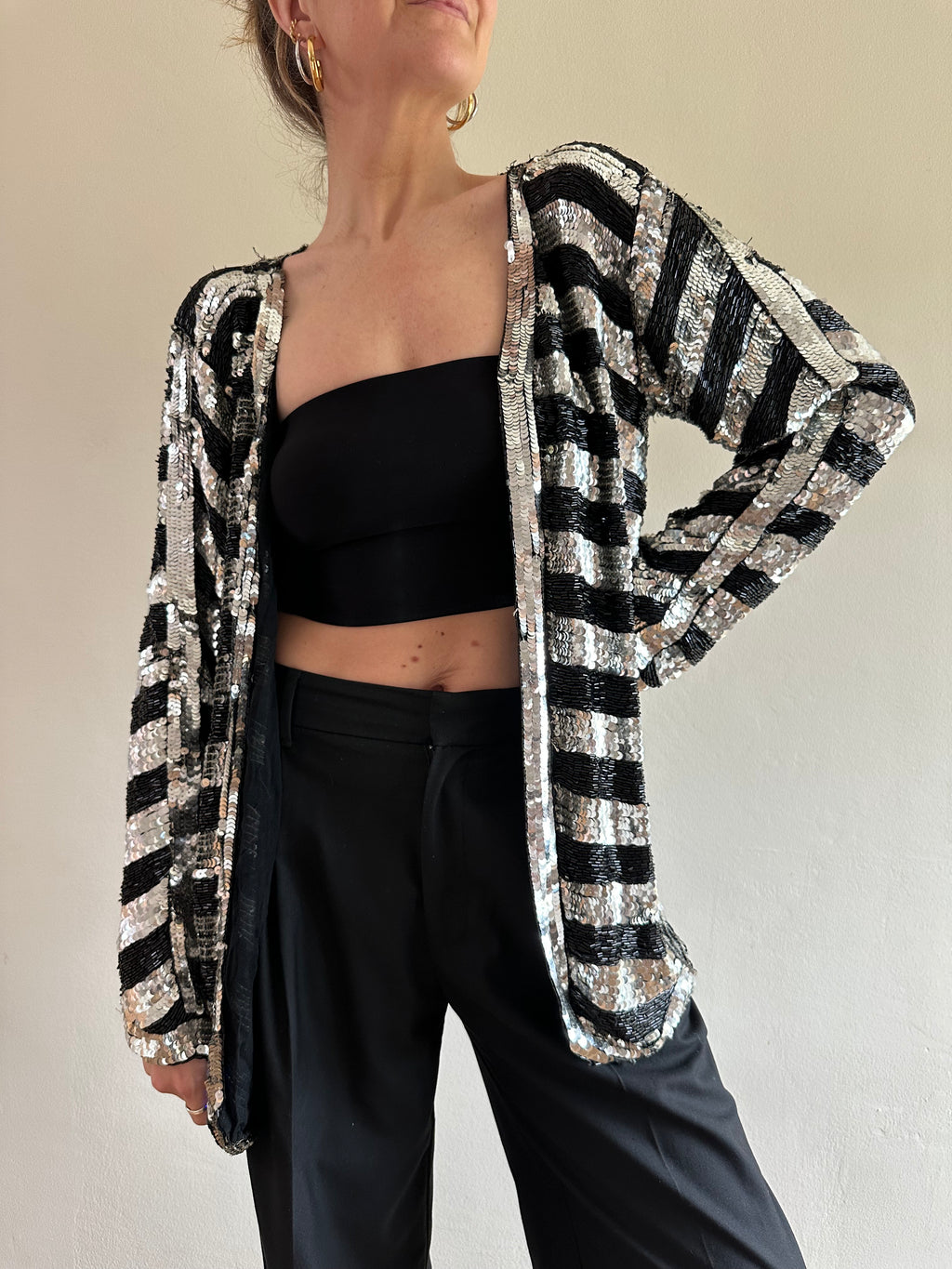 Tan-Chho Silk Sequin Cardigan