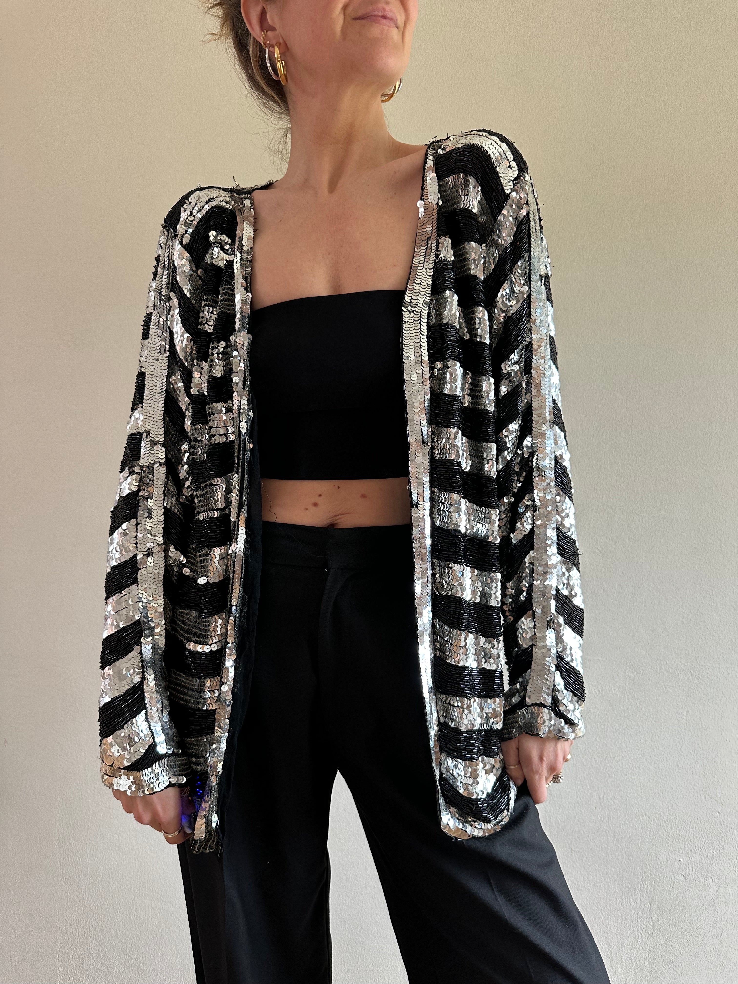 Tan-Chho Silk Sequin Cardigan