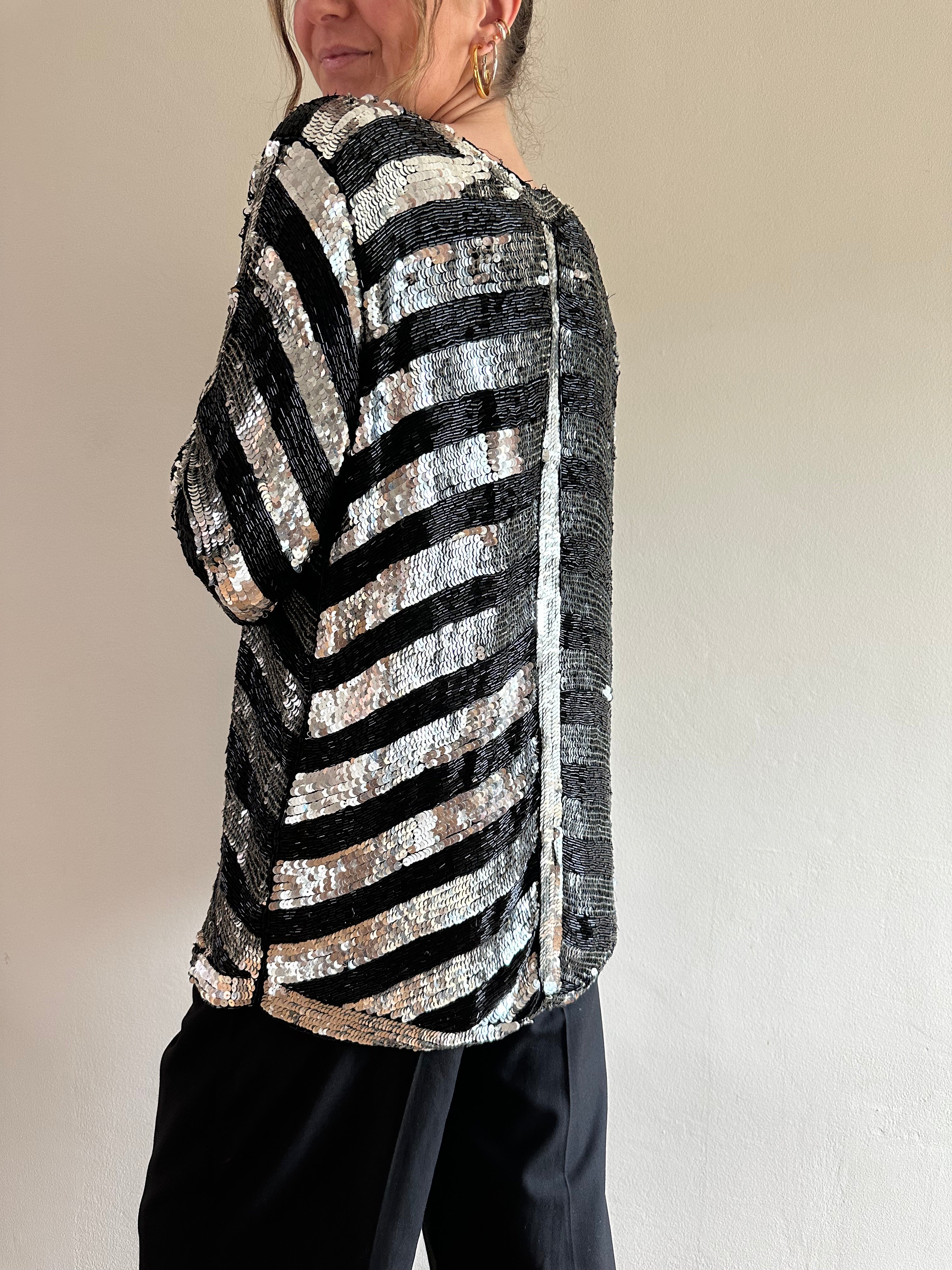 Tan-Chho Silk Sequin Cardigan