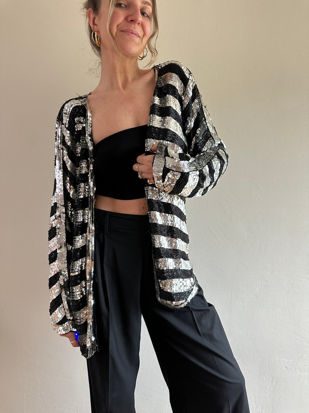 Tan-Chho Silk Sequin Cardigan