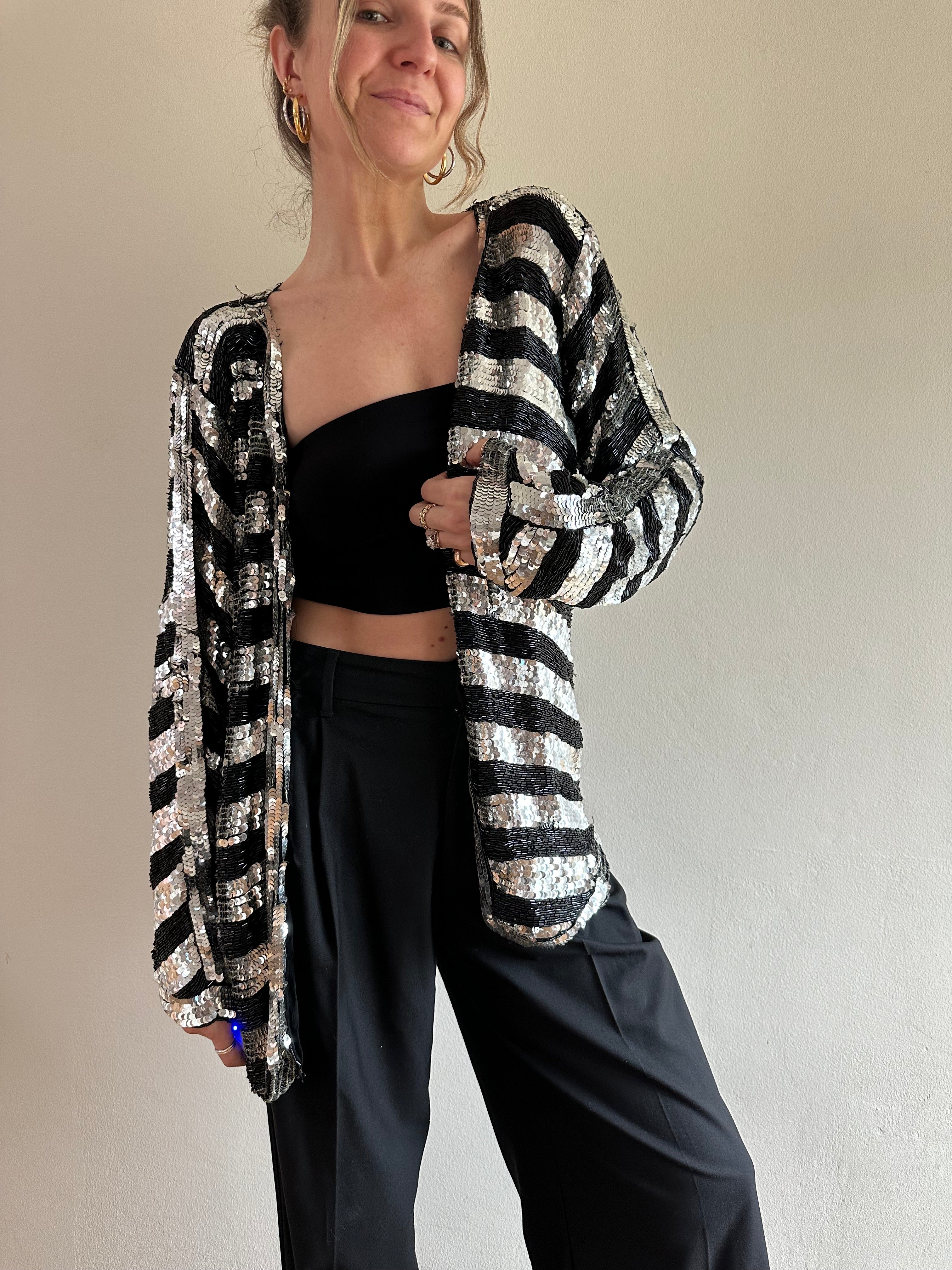 Tan-Chho Silk Sequin Cardigan