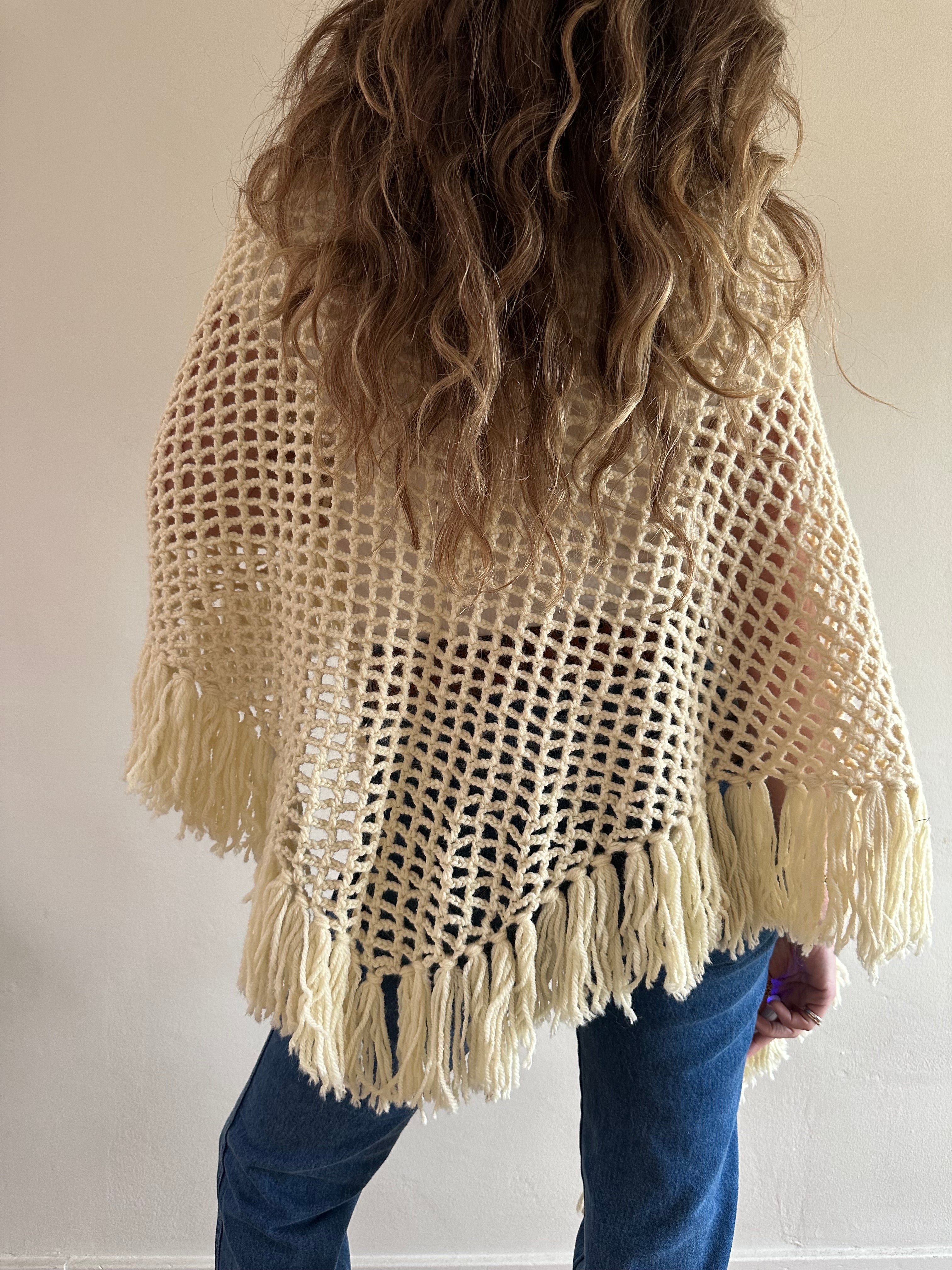 Open-Weave Fringe Poncho