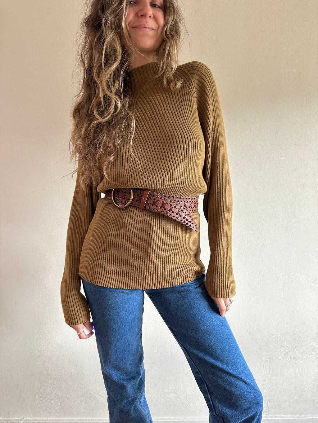 Ribbed Mock Neck Knit Top