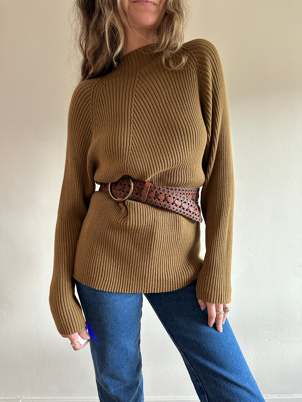 Ribbed Mock Neck Knit Top