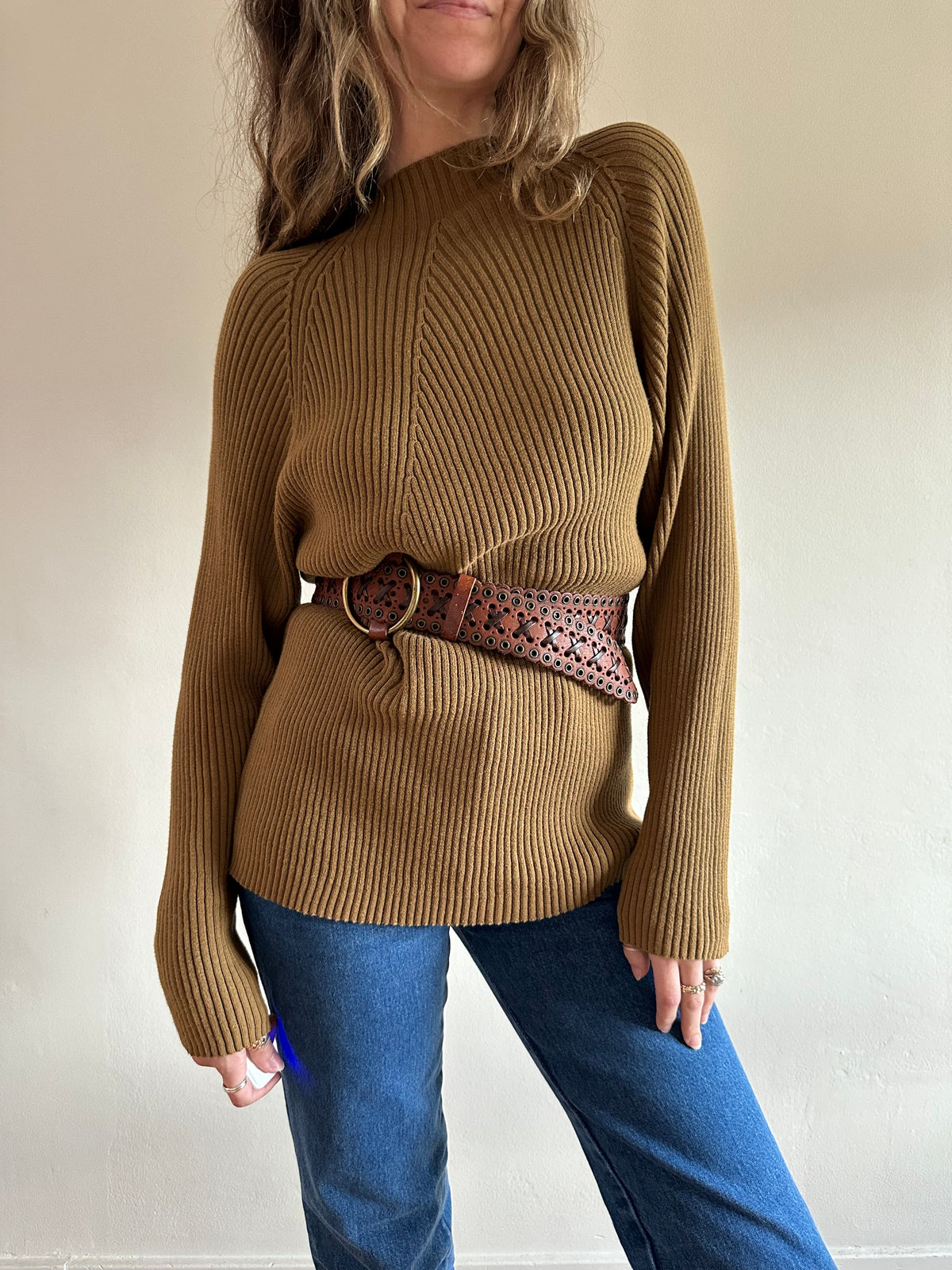 Ribbed Mock Neck Knit Top