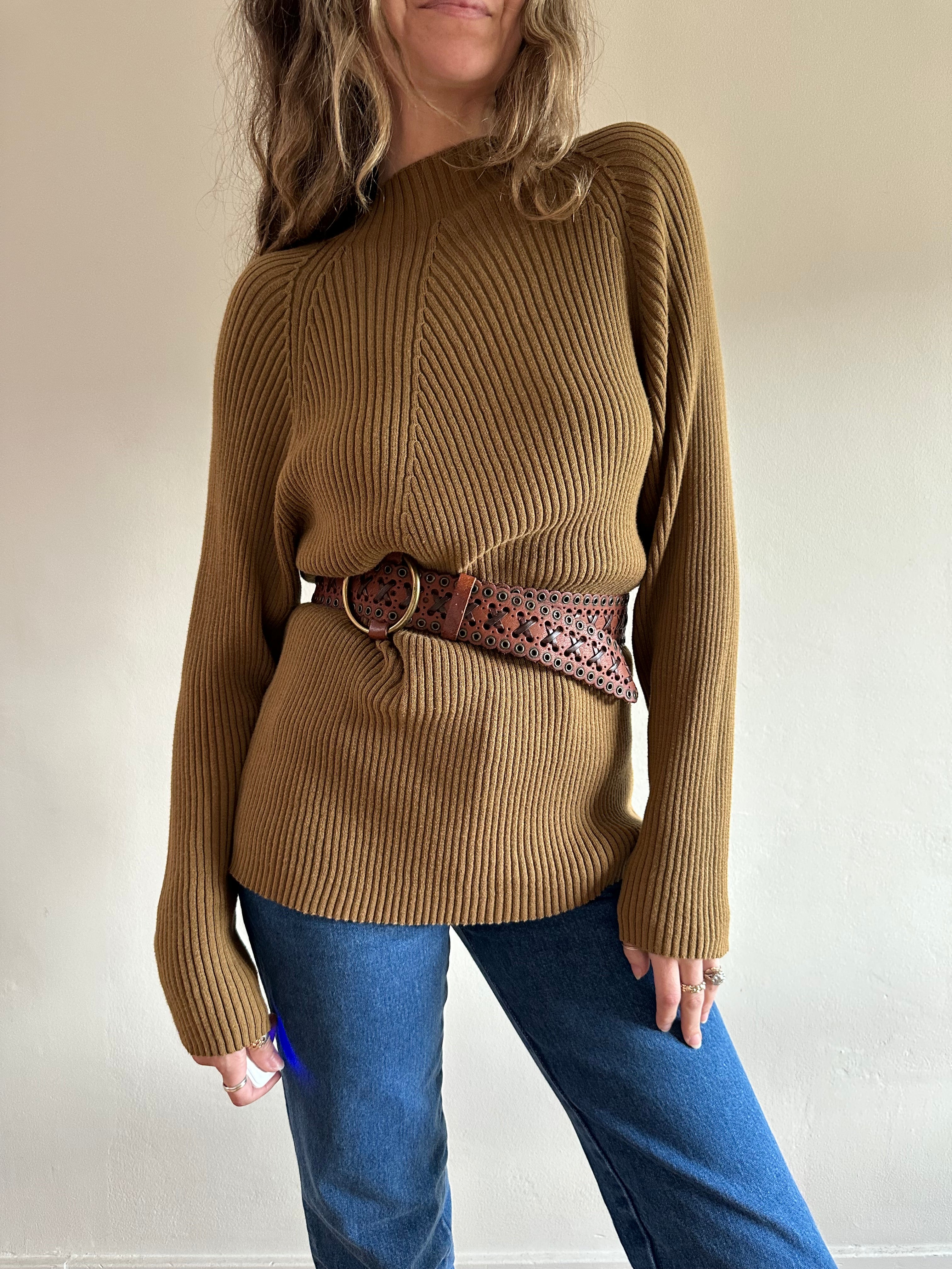 Ribbed Mock Neck Knit Top