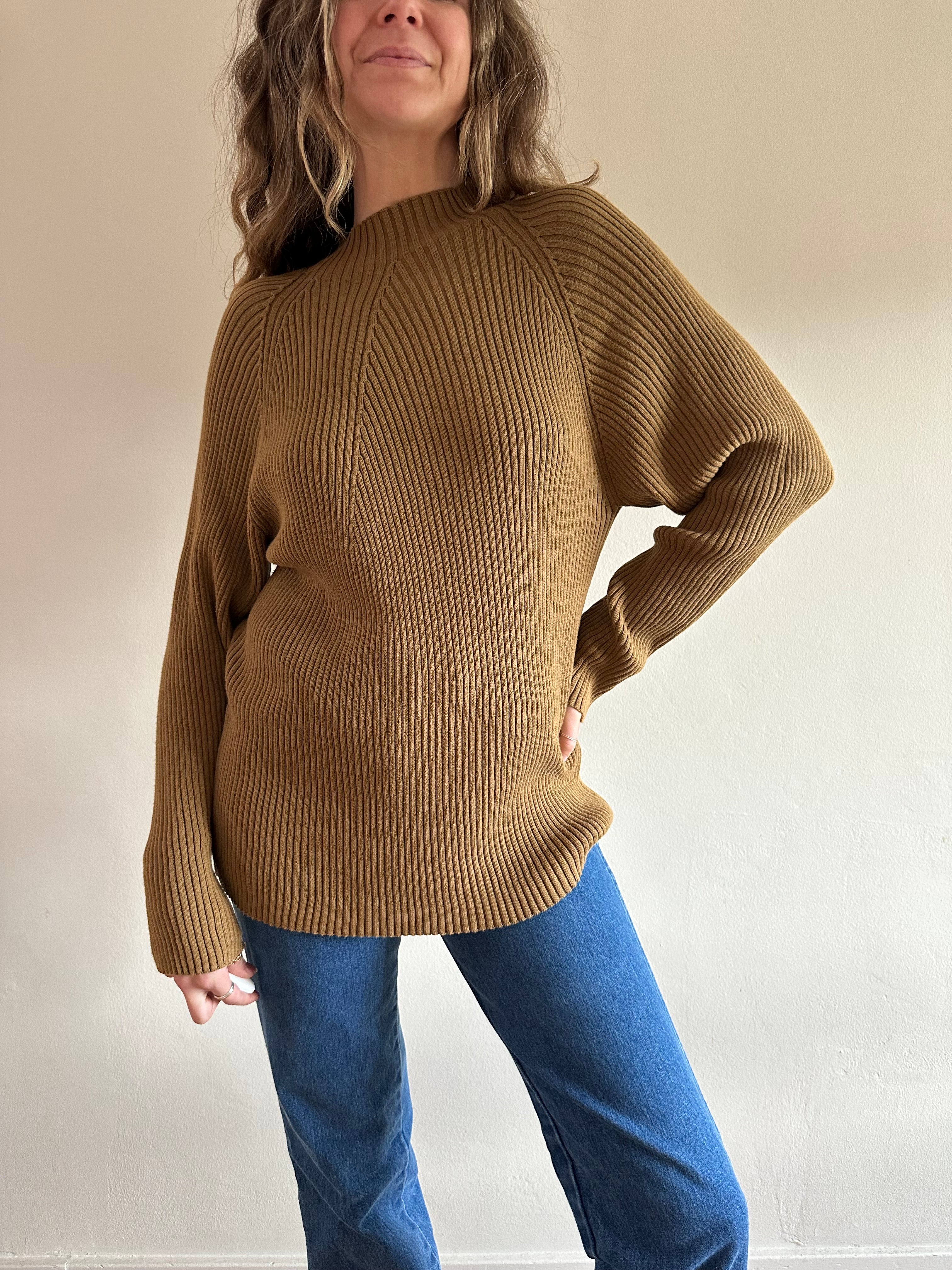 Ribbed Mock Neck Knit Top