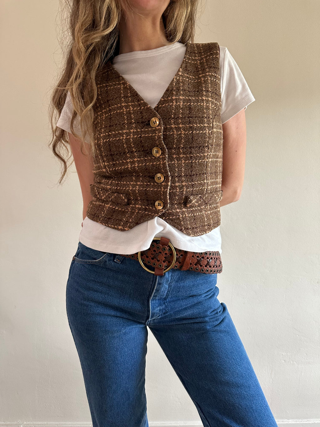 Vintage Wool Plaid Vest