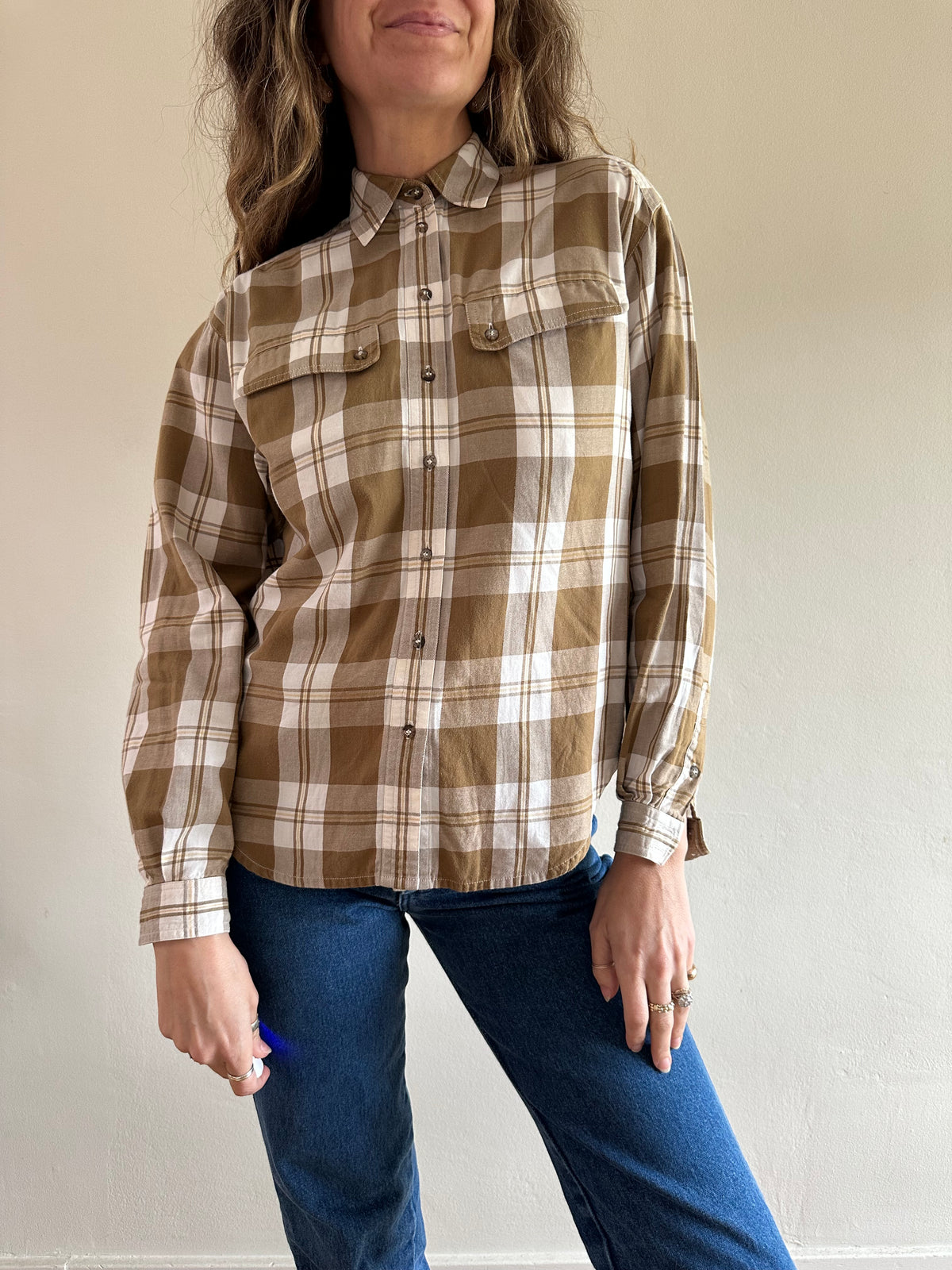 Western Plaid Button-Up Shirt