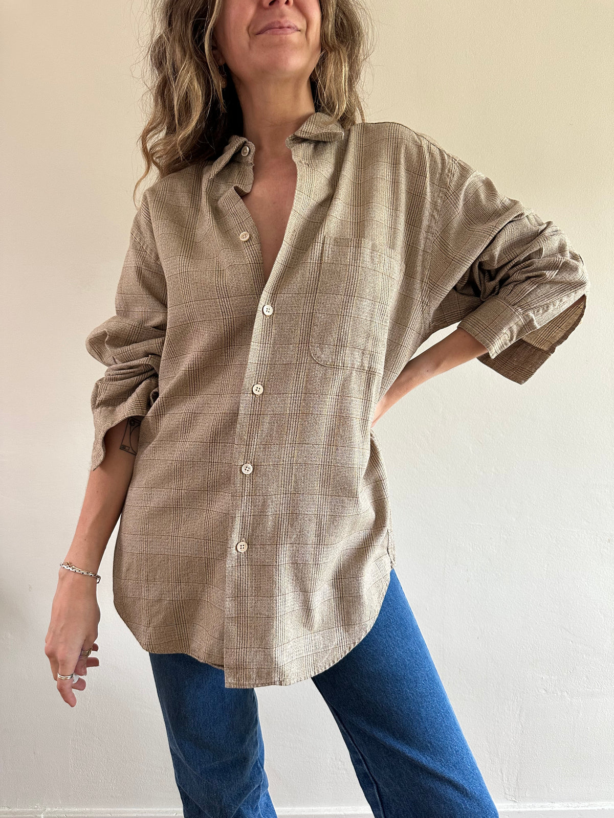 Plaid Cotton Button-Up Shirt