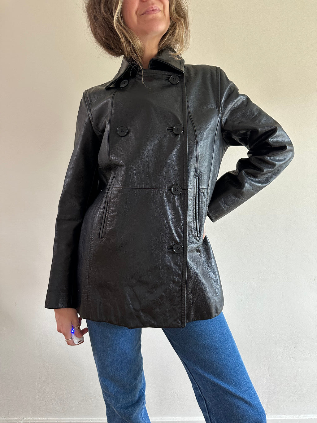 2002 GAP Double-Breasted Leather Jacket