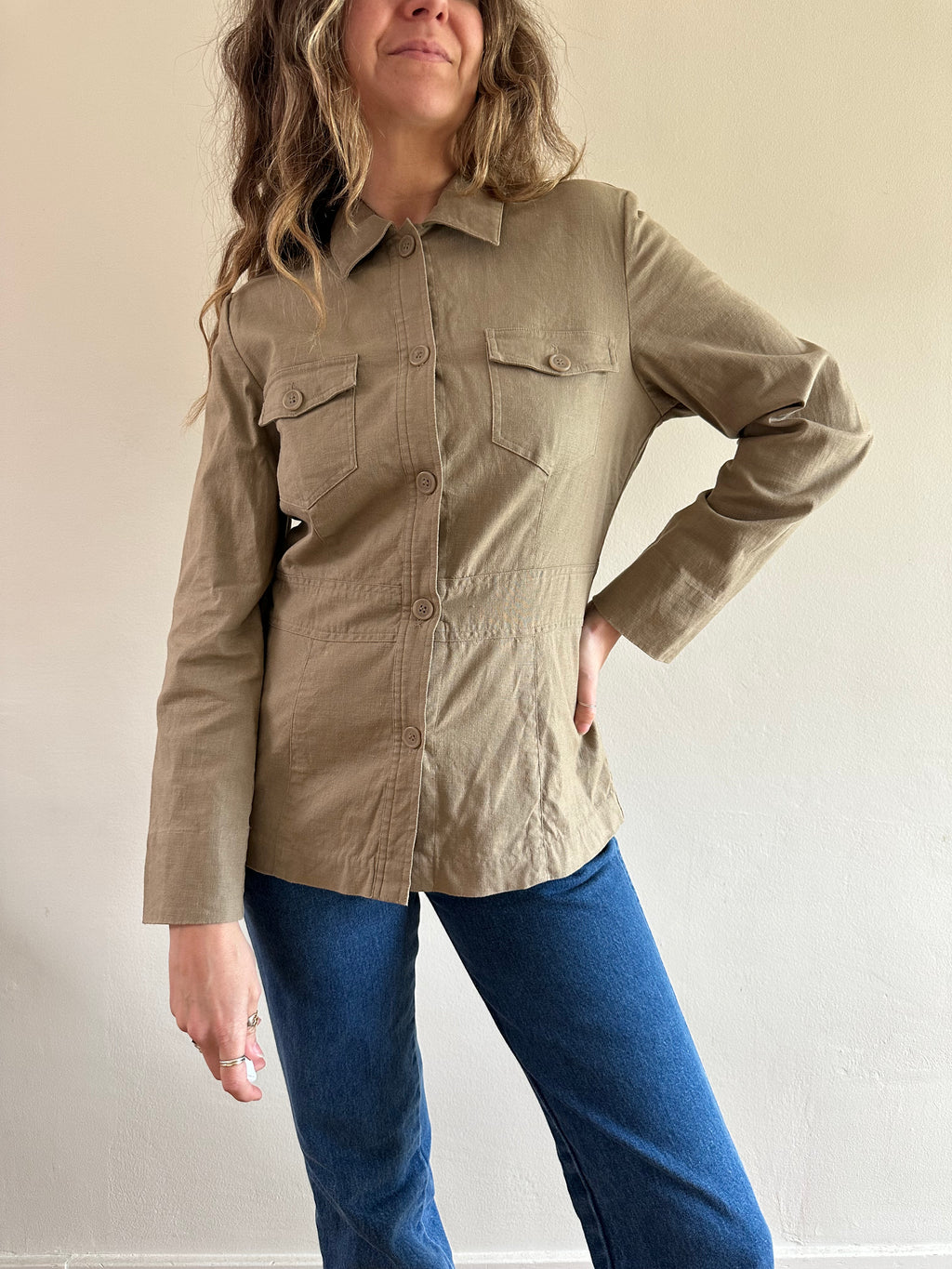 Linen-Blend Utility Jacket