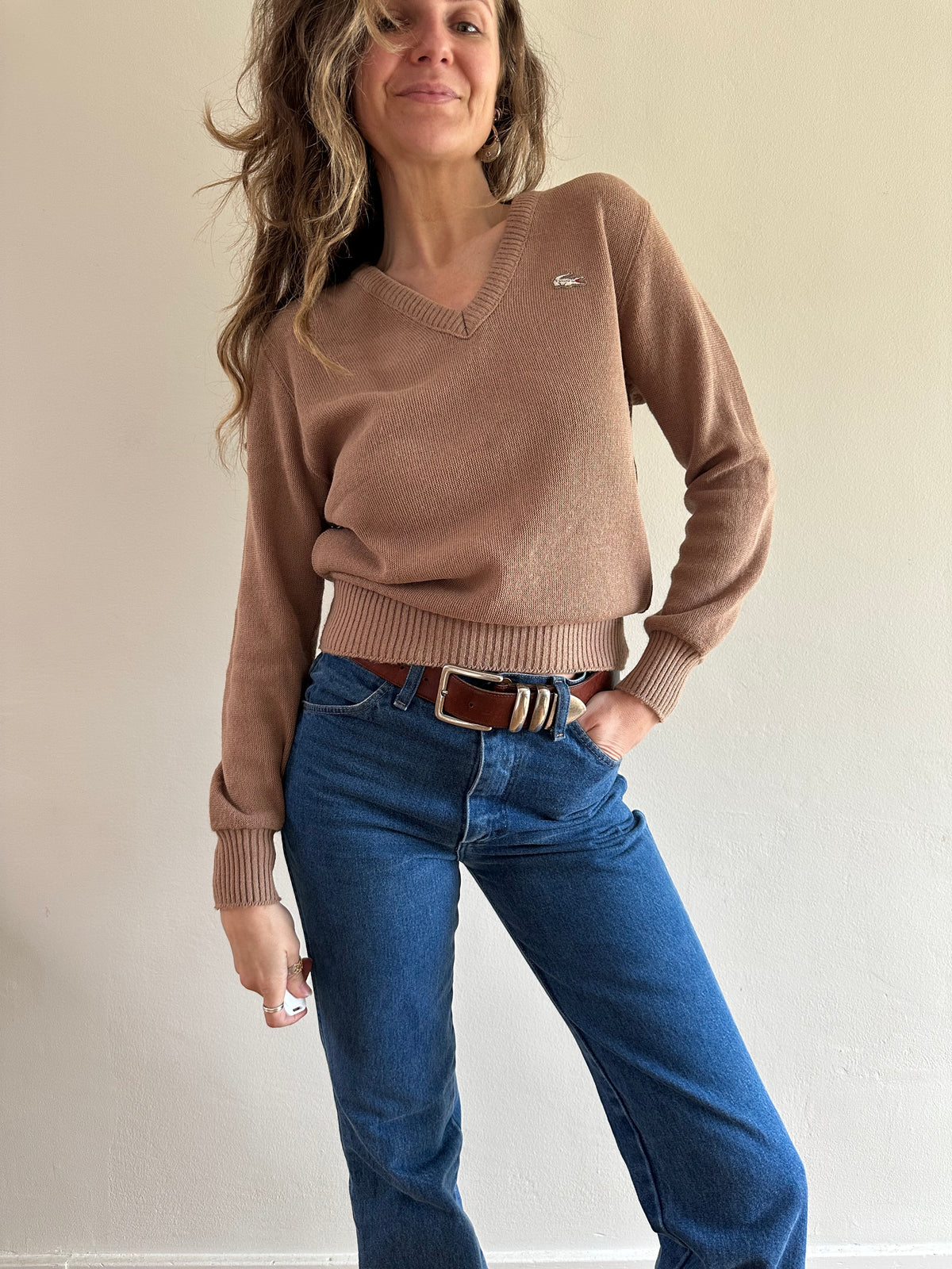 70s Lacoste V-Neck Knit Sweater