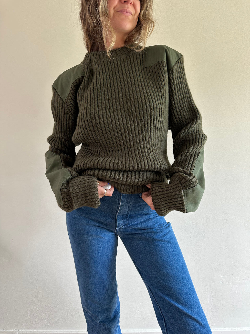 Military Wool Ribbed Sweater