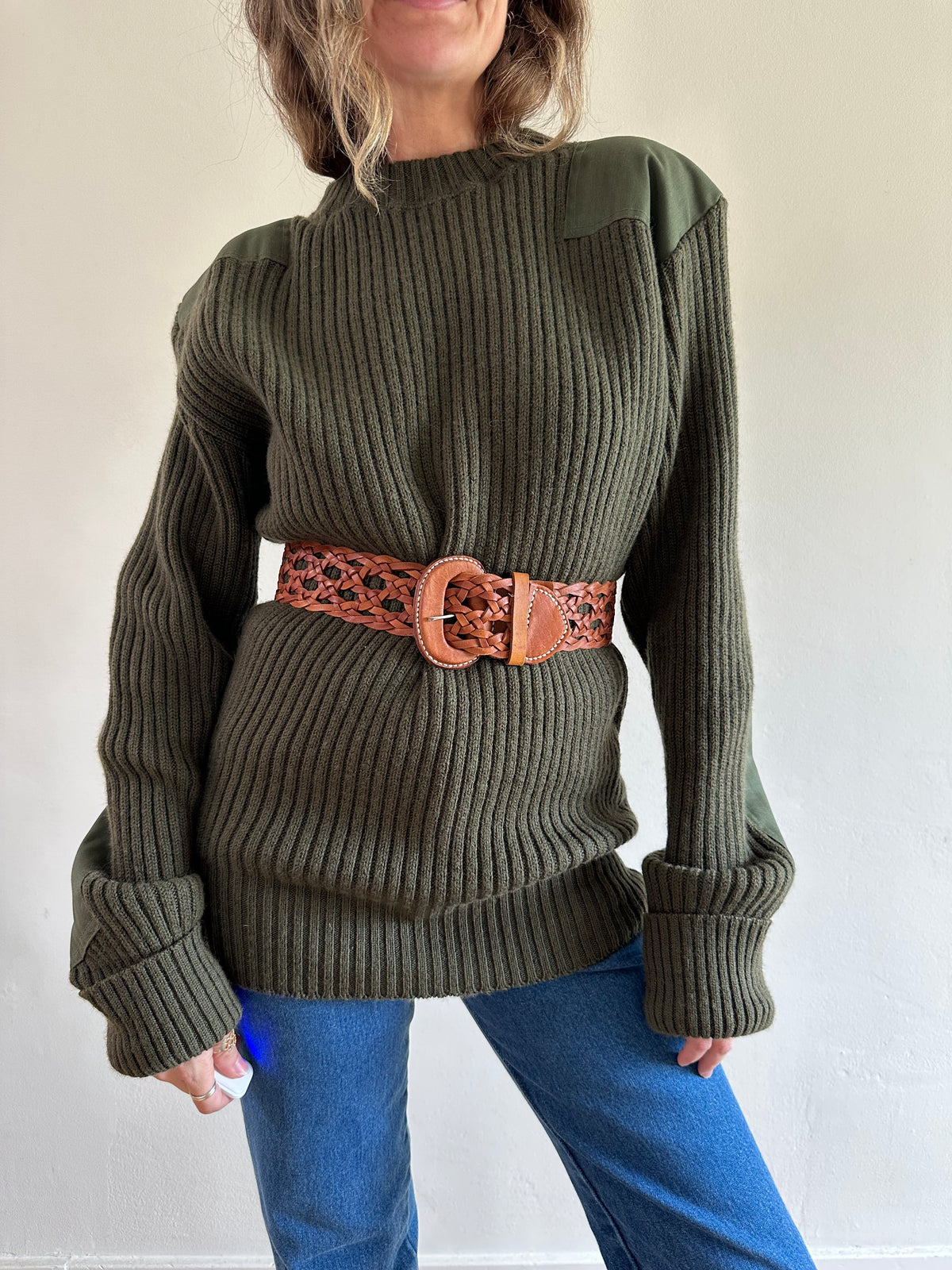 Military Wool Ribbed Sweater