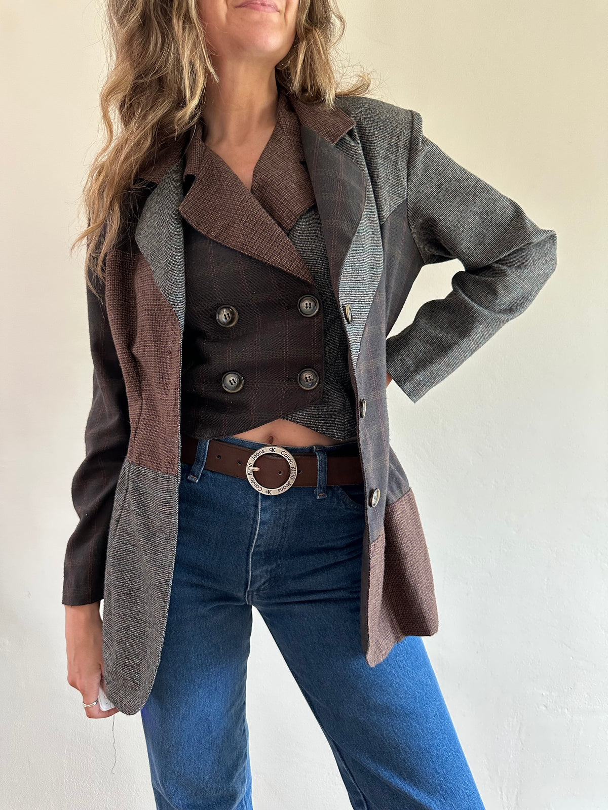 Patchwork Vest & Blazer Set