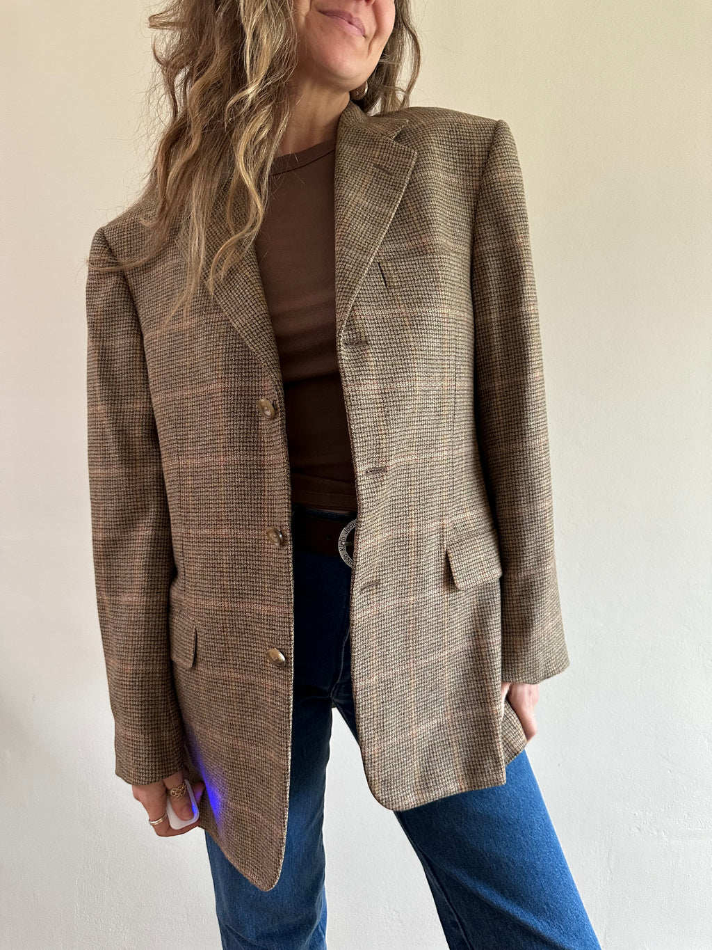 Wool & Cashmere Plaid Blazer